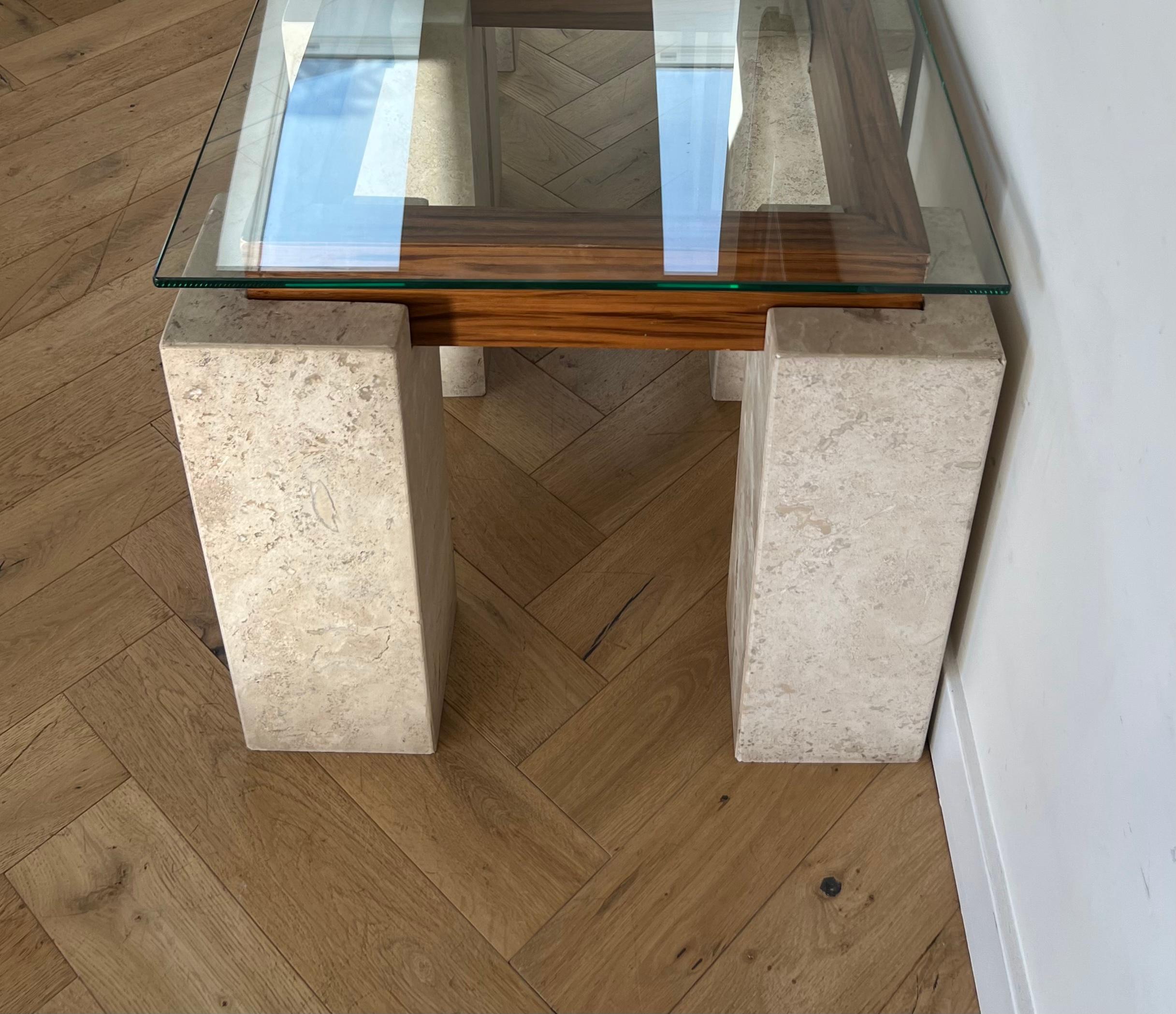 Pair of Marble, Wood, and Glass Tables, circa Late 1970s 8