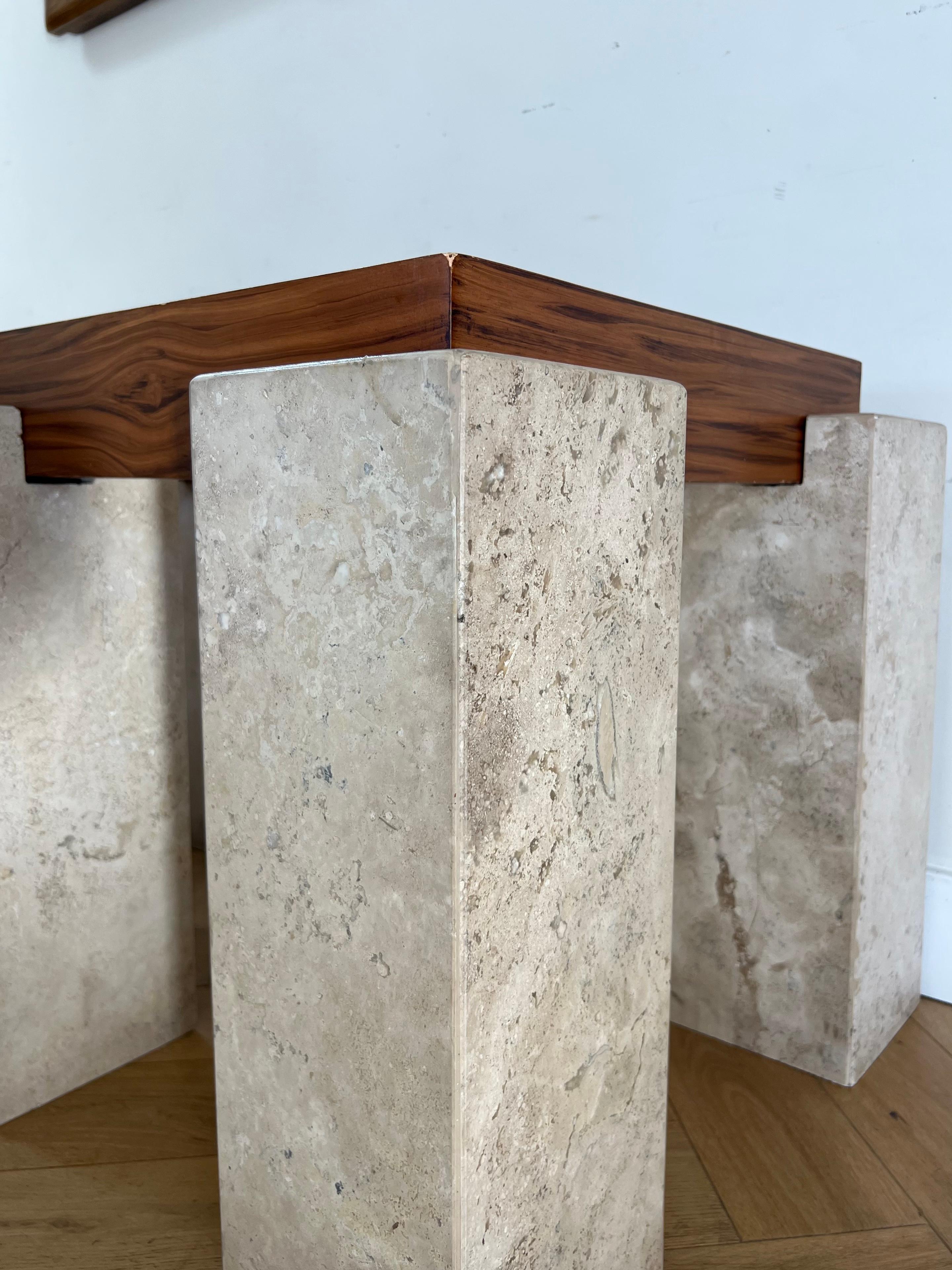 Pair of Marble, Wood, and Glass Tables, circa Late 1970s 3