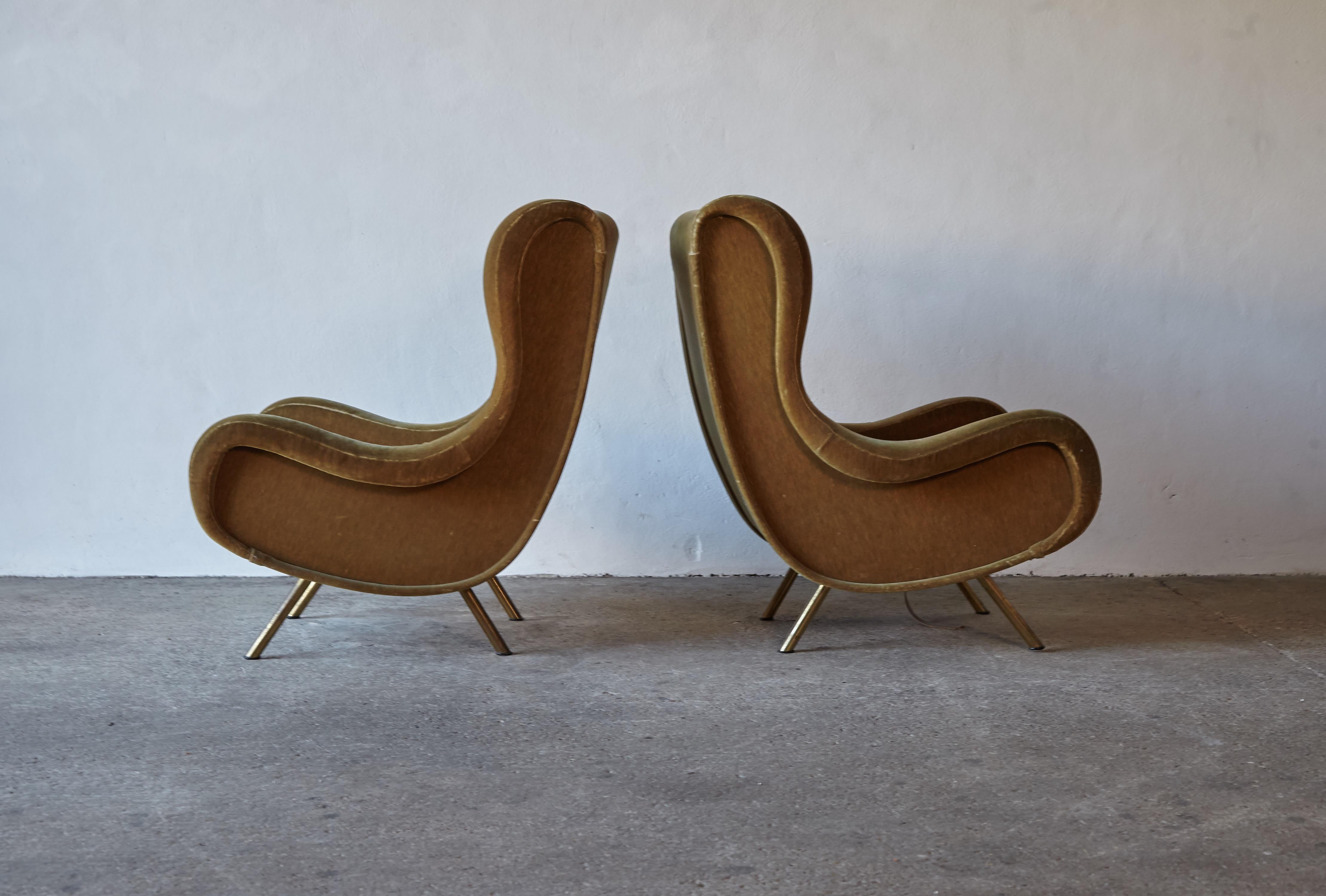 Mid-Century Modern Pair of Marco Zanuso Senior Chairs, Arflex, France, 1960s for Reupholstery