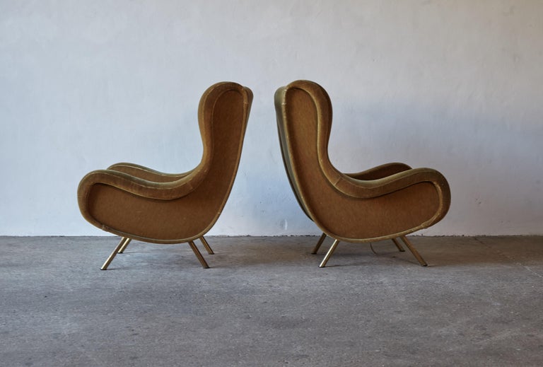 Mid-Century Modern Pair of Marco Zanuso Senior Chairs, Arflex, France, 1960s for Reupholstery For Sale