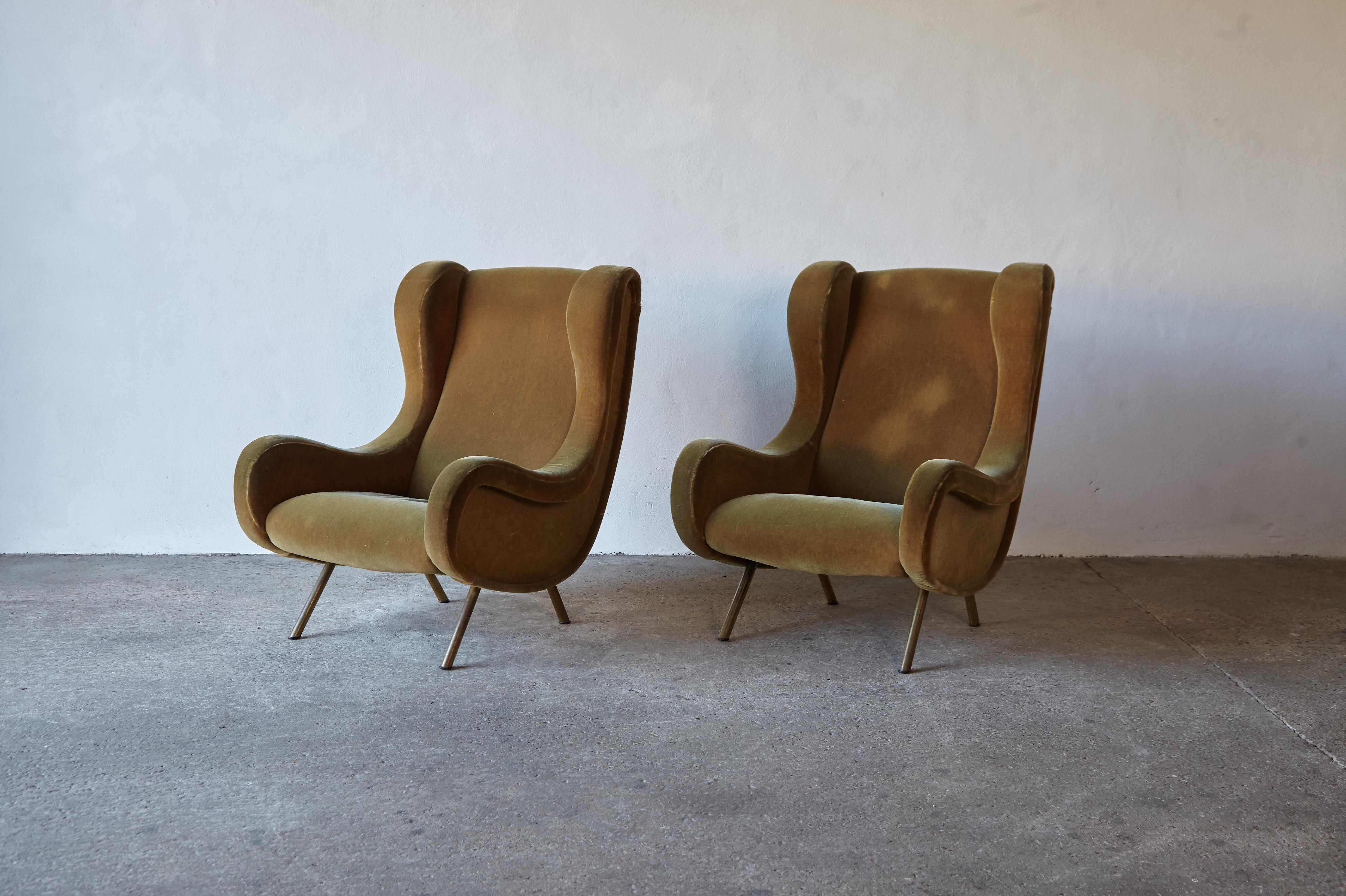 Pair of Marco Zanuso Senior Chairs, Arflex, France, 1960s for Reupholstery In Good Condition In London, GB