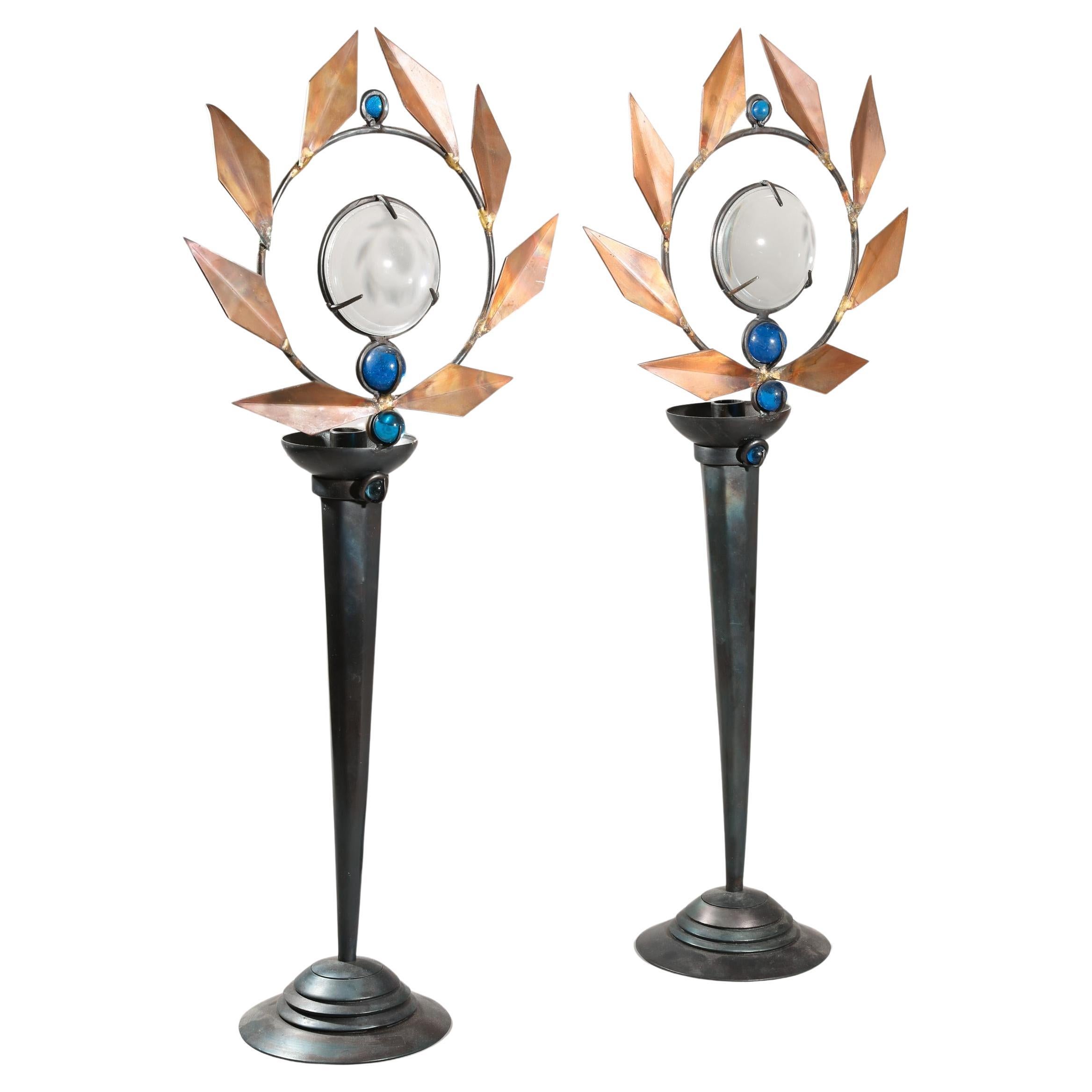 A Pair of Mark Brazier-Jones Candlesticks, Model Olympia c. 1986
