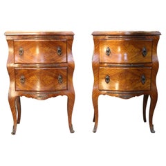 Pair of 19th Century bedside tables in Rosewood with Pink Marble