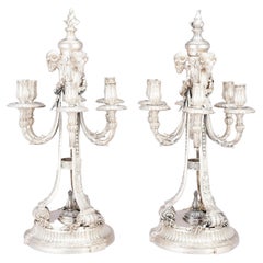 Pair of Silver Six Light  Louis XVI - Style Candelabra, Weight 5 Kg. Made 1907