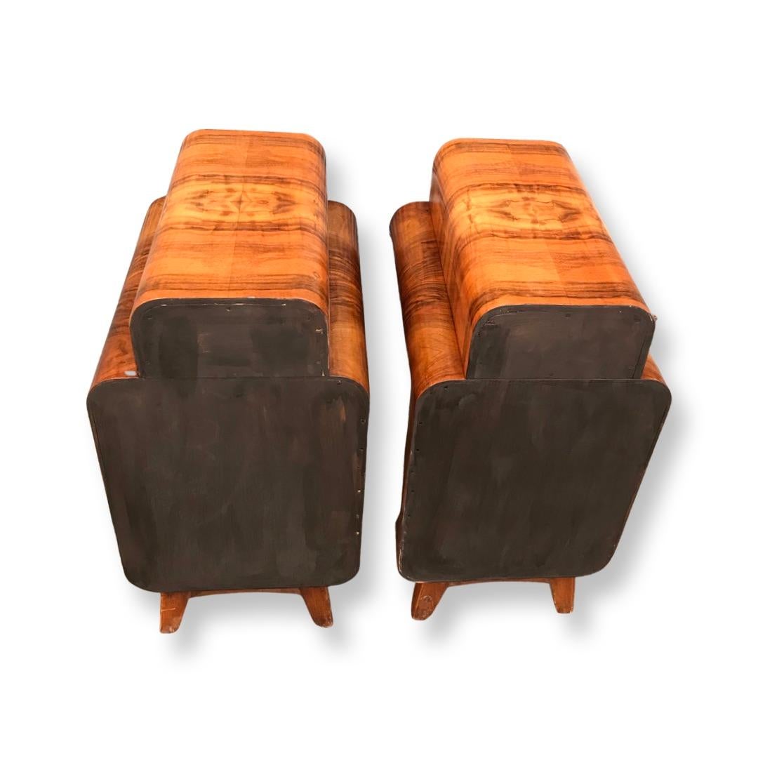 Pair of Matching Figured Walnut Art Deco Bedside Cabinets / Nightstands 6
