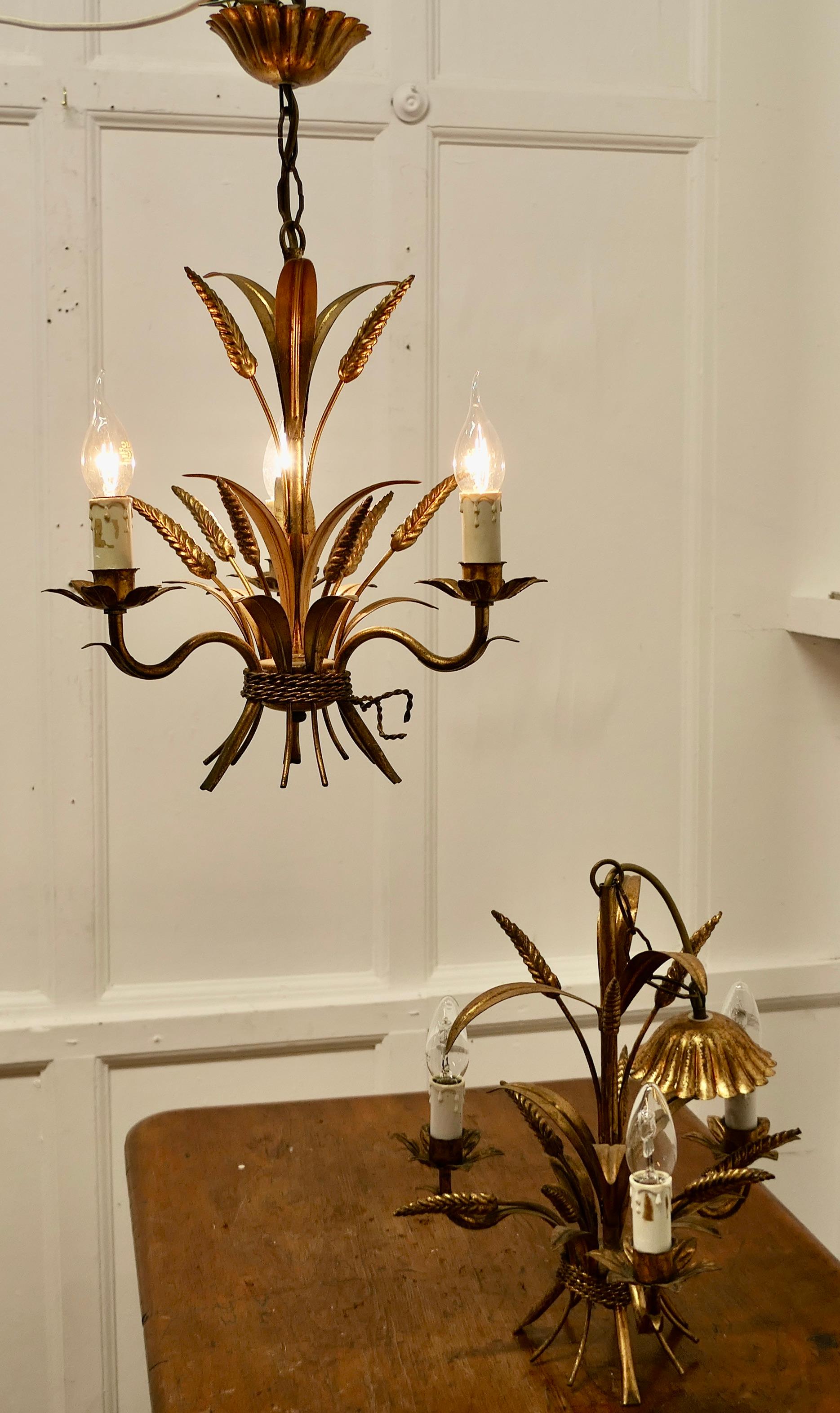 Tin A Pair of Matching French Toleware Gilded Pendant Lights  These are very pretty  For Sale