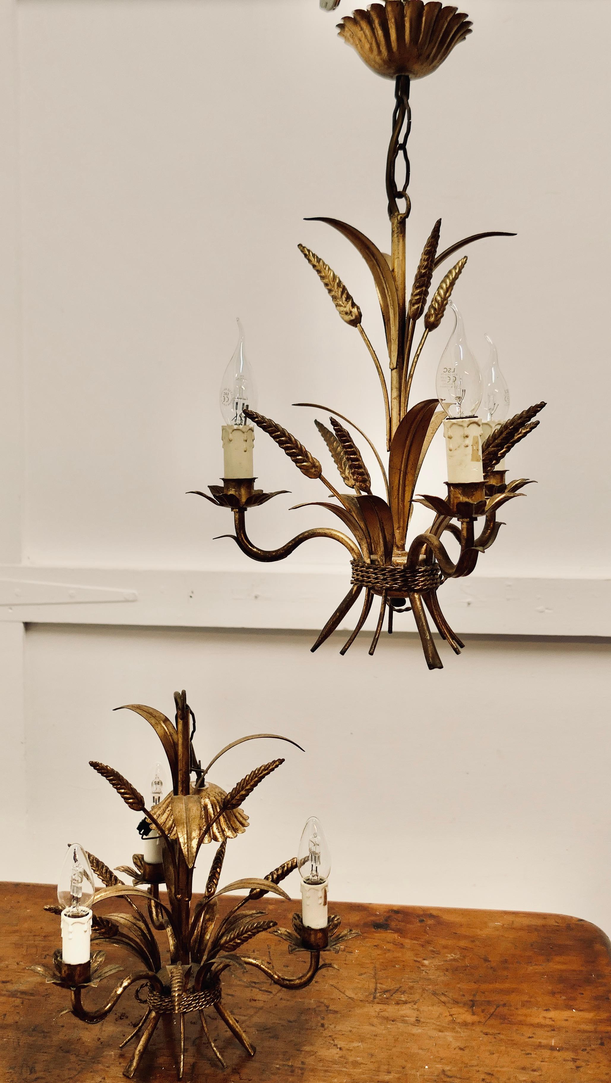 A Pair of Matching French Toleware Gilded Pendant Lights  These are very pretty  For Sale 1