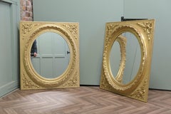 A Pair of Matching Panel Mirrors, 2 Oval Gold Leaf Mirrors