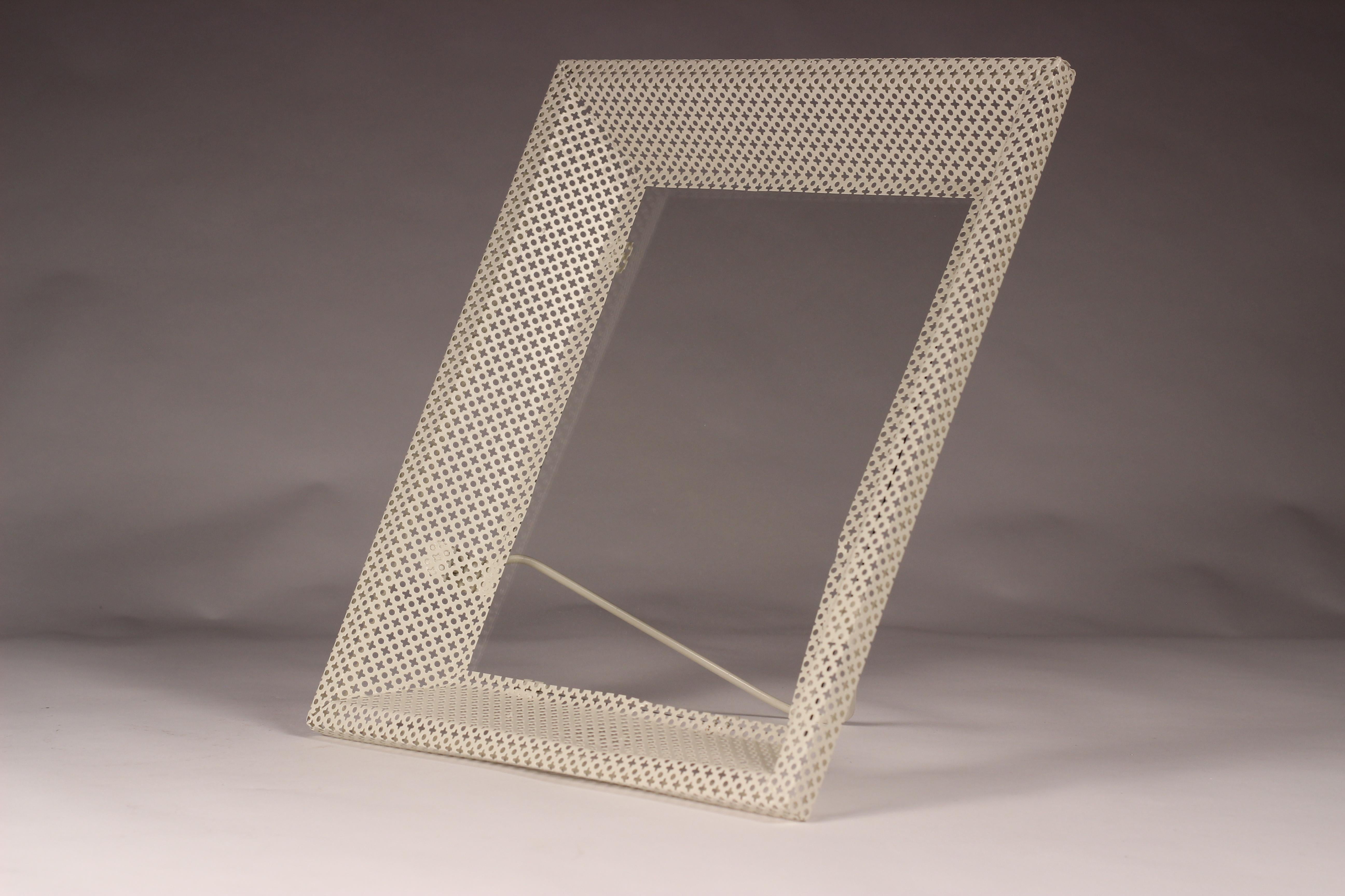 Pair of Mathieu Matégot White Perforated Metal Picture Frames/Mirrors 1