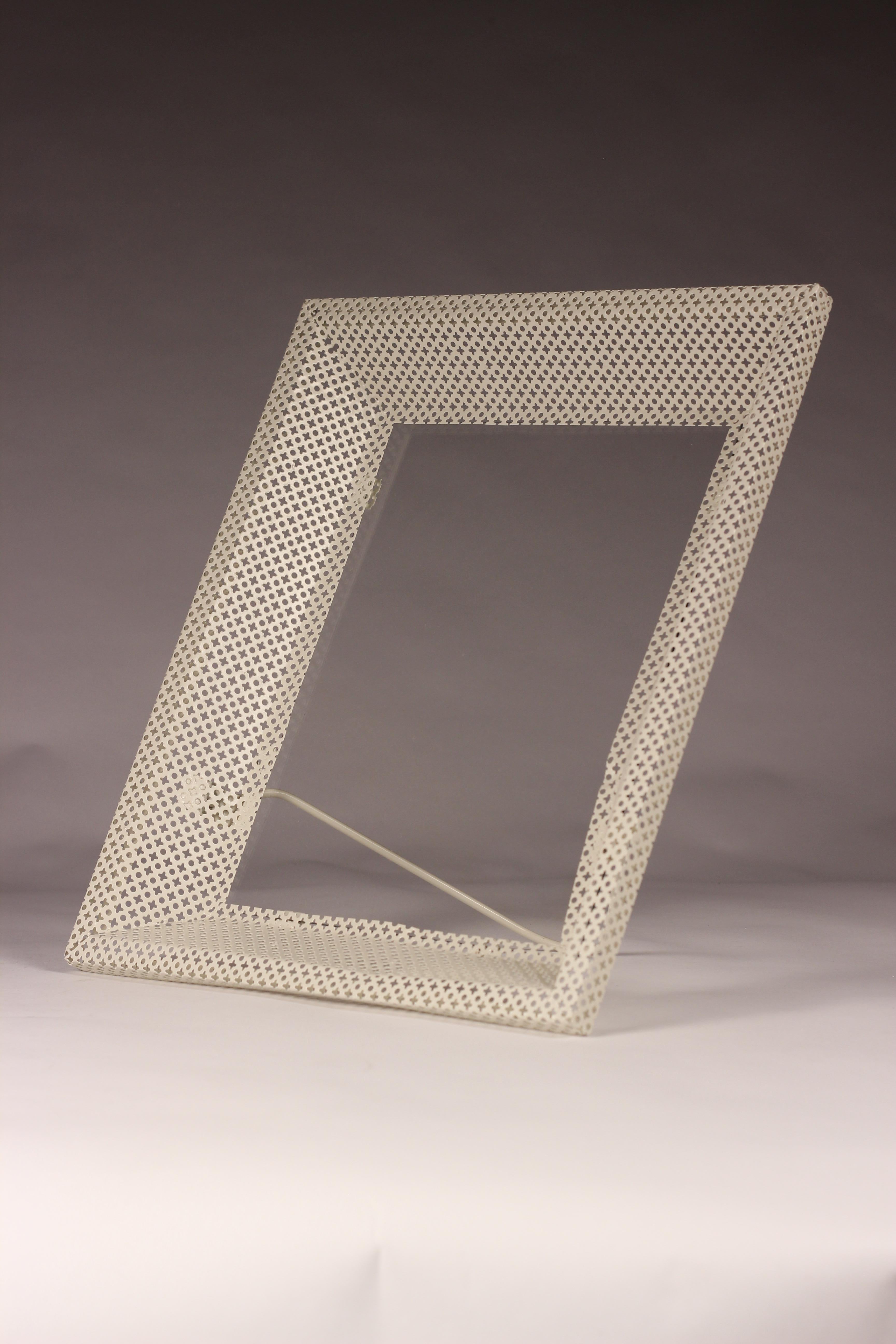 Pair of Mathieu Matégot White Perforated Metal Picture Frames/Mirrors 2