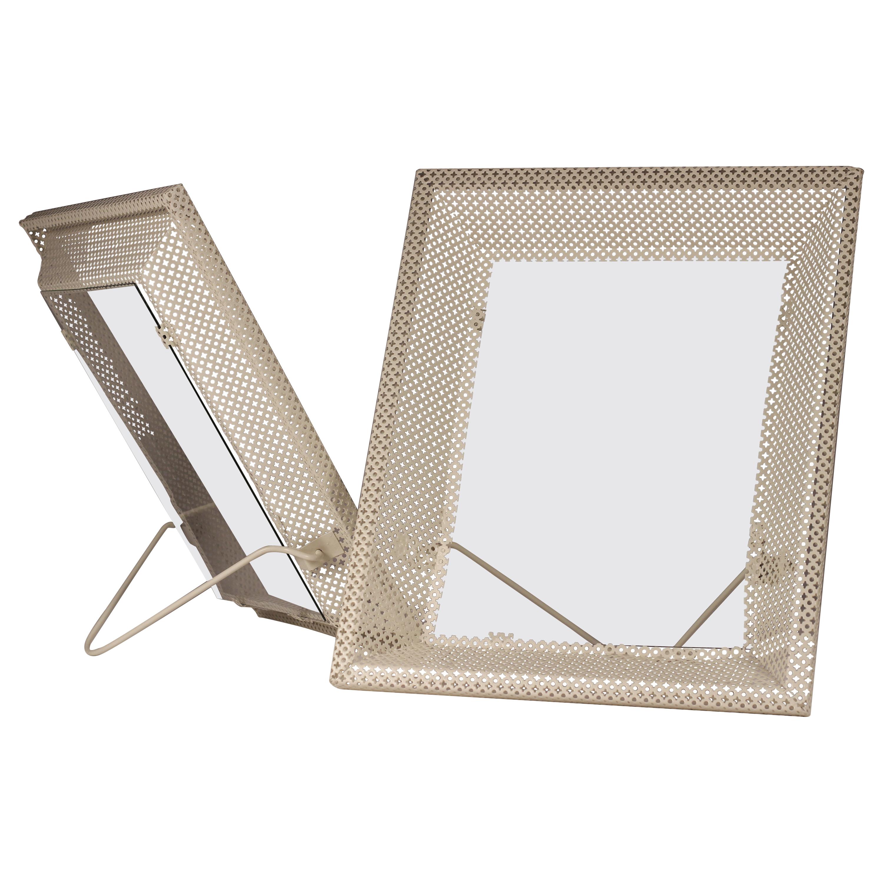 Pair of Mathieu Matégot White Perforated Metal Picture Frames/Mirrors