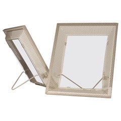 Vintage Pair of Mathieu Matégot White Perforated Metal Picture Frames/Mirrors