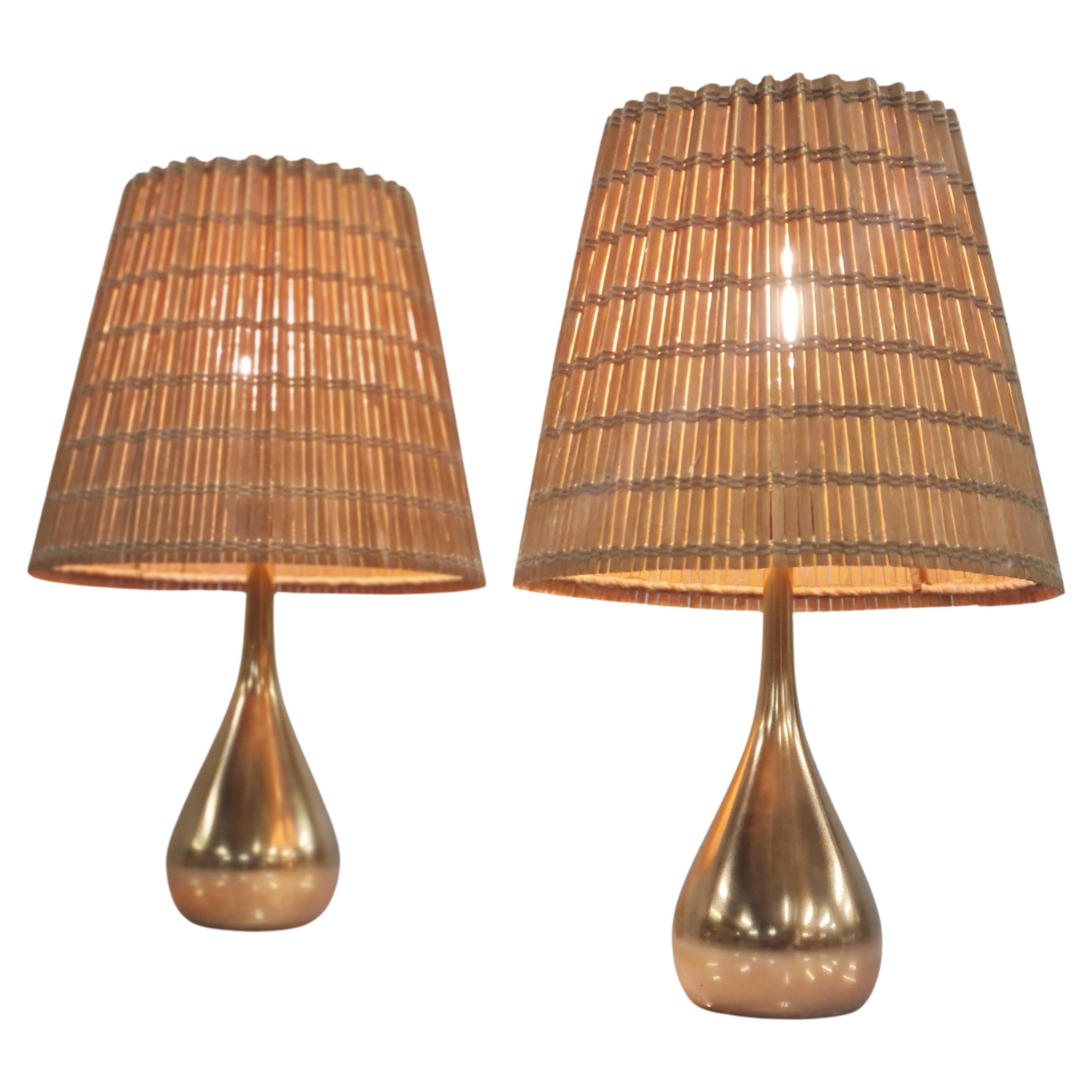 A Pair of Mauri Almari brass table lamps model K11-21, Idman.