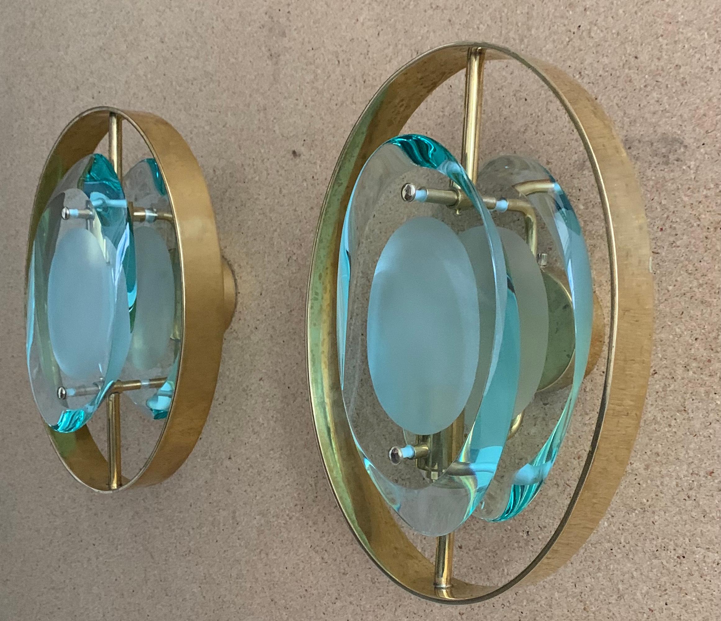 Pair of Max Ingrand 'Model #2240' Sconces for Fontana Arte In Good Condition For Sale In New York, NY