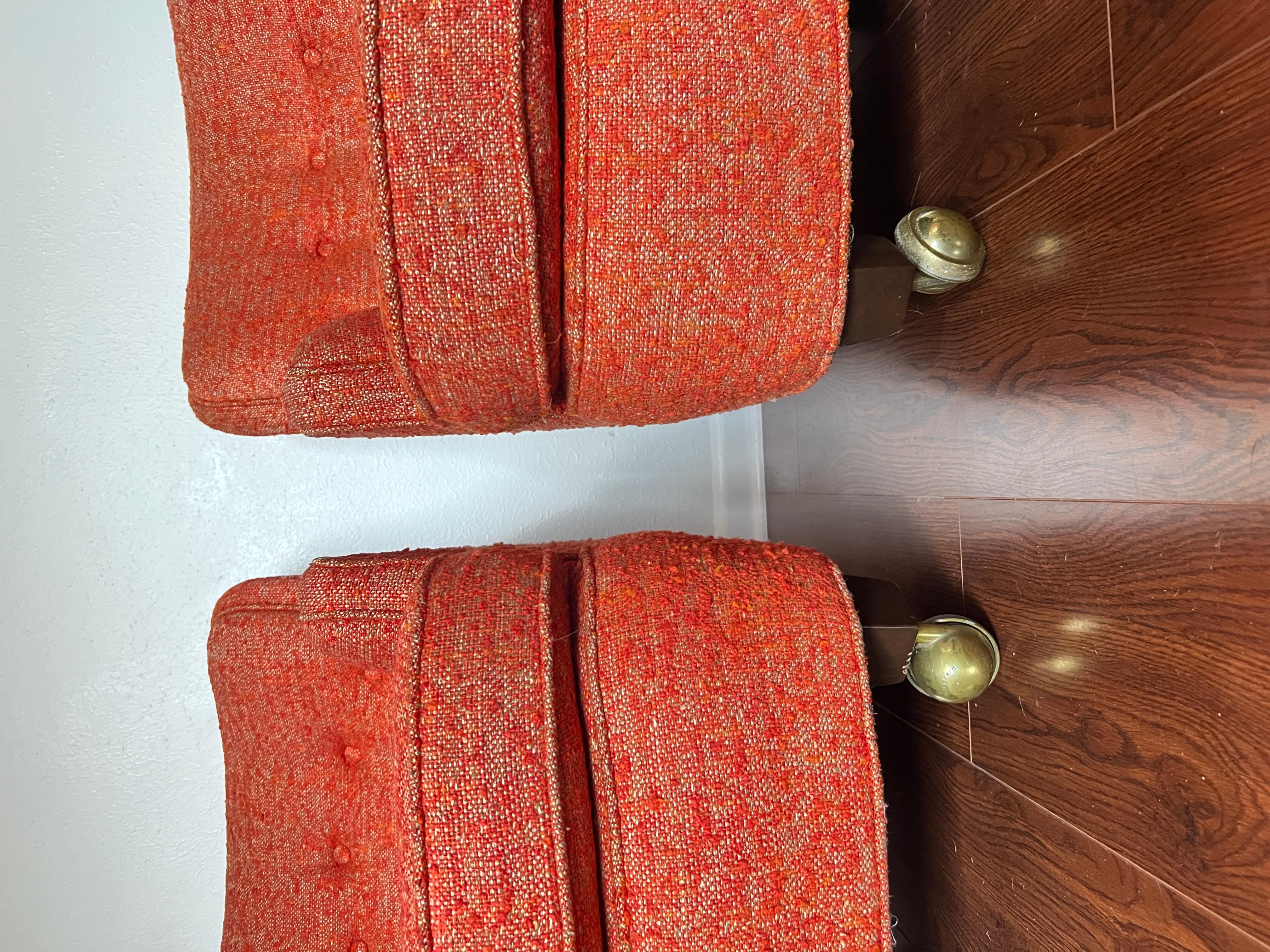 Fabric Pair of MCM Model 5936 Lounge Chairs on Casters by Edward Wormley for Dunbar For Sale