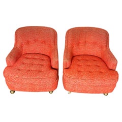 Pair of MCM Model 5936 Lounge Chairs on Casters by Edward Wormley for Dunbar