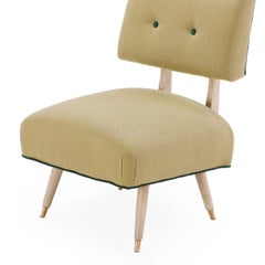 A Pair of MCM Painted and Upholstered Low Boudoir Chairs, C. 1950.