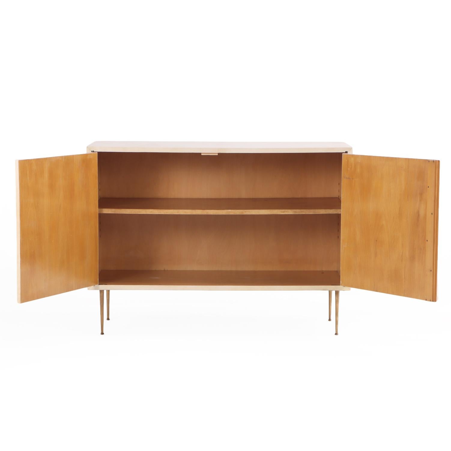 Argentine A Pair of MCM Pergamino Covered Cabinets / Nightstands, C. 1950. For Sale