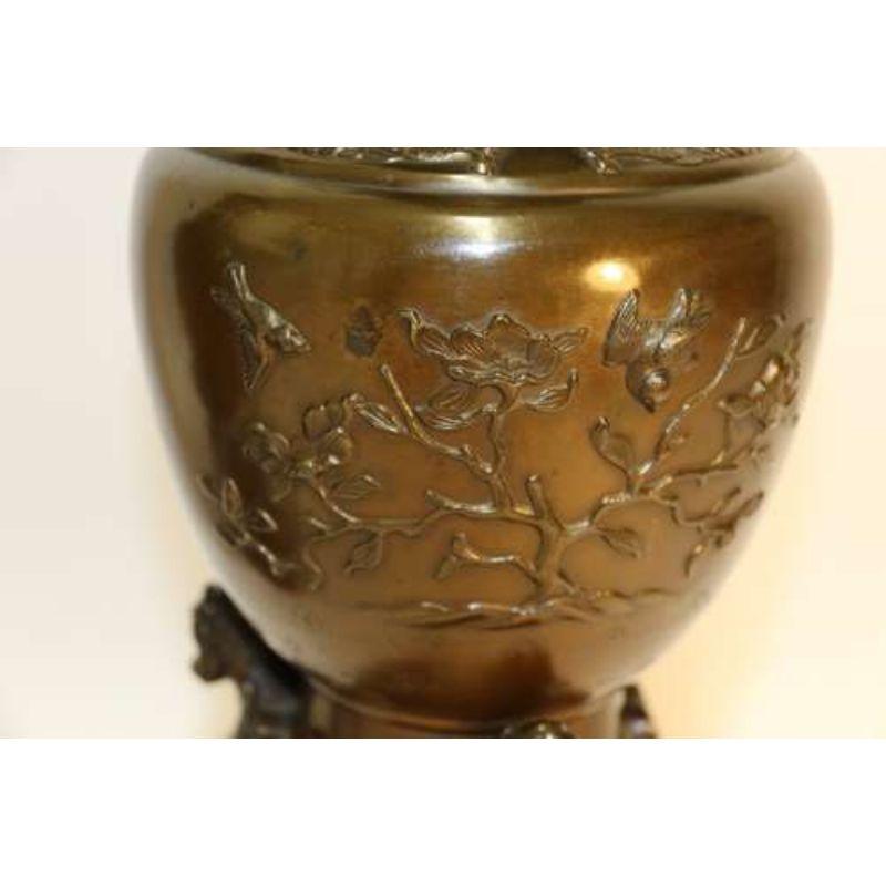 Pair of Meiji Period Japanese Bronze Vases with Mask Head Handles, circa 1900 For Sale 4