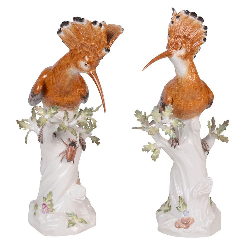 Pair of Meissen Hoopoe Birds, 19th Century For Sale at 1stDibs