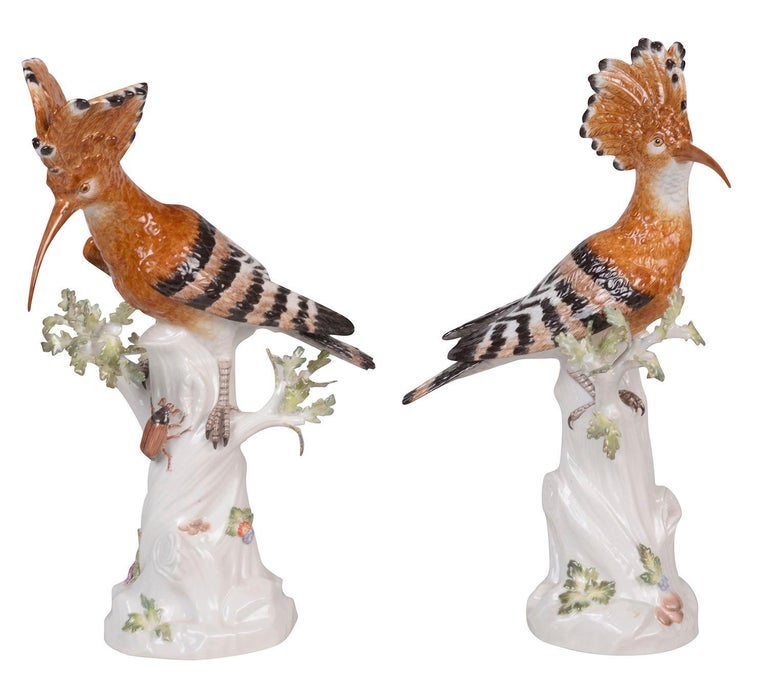 Pair of Meissen Hoopoe Birds, 19th Century For Sale at 1stDibs