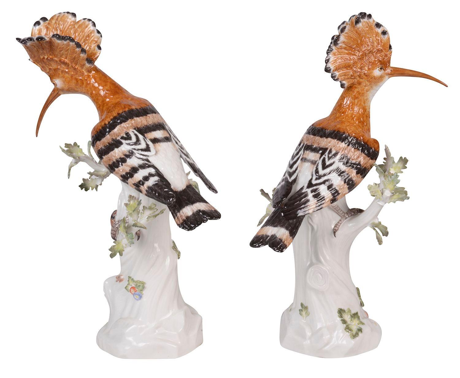 German Pair of Meissen Hoopoe Birds, 19th Century For Sale