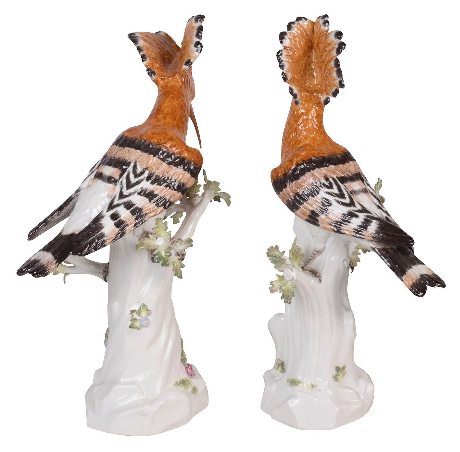 Pair of Meissen Hoopoe Birds, 19th Century In Good Condition For Sale In Brighton, Sussex