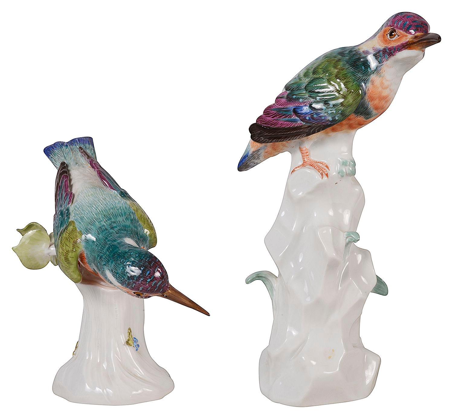 Pair of Meissen Kingfishers In Good Condition For Sale In Brighton, Sussex