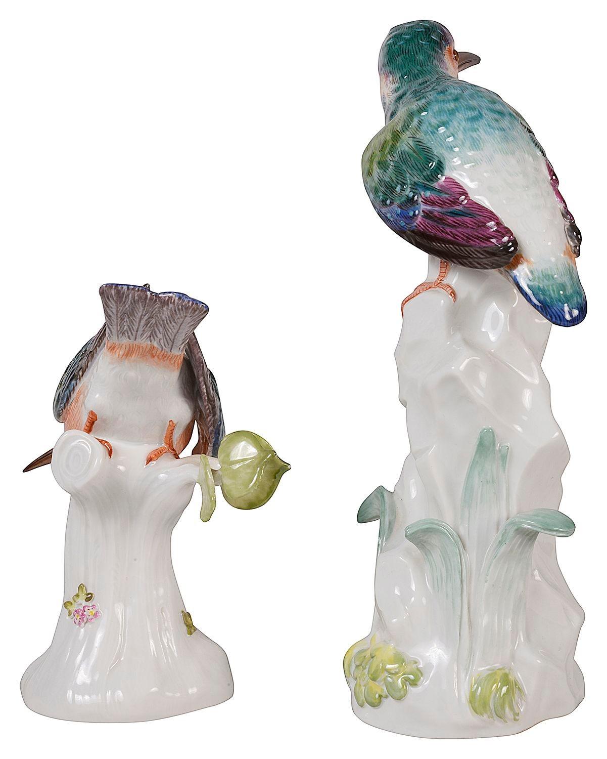 20th Century Pair of Meissen Kingfishers For Sale