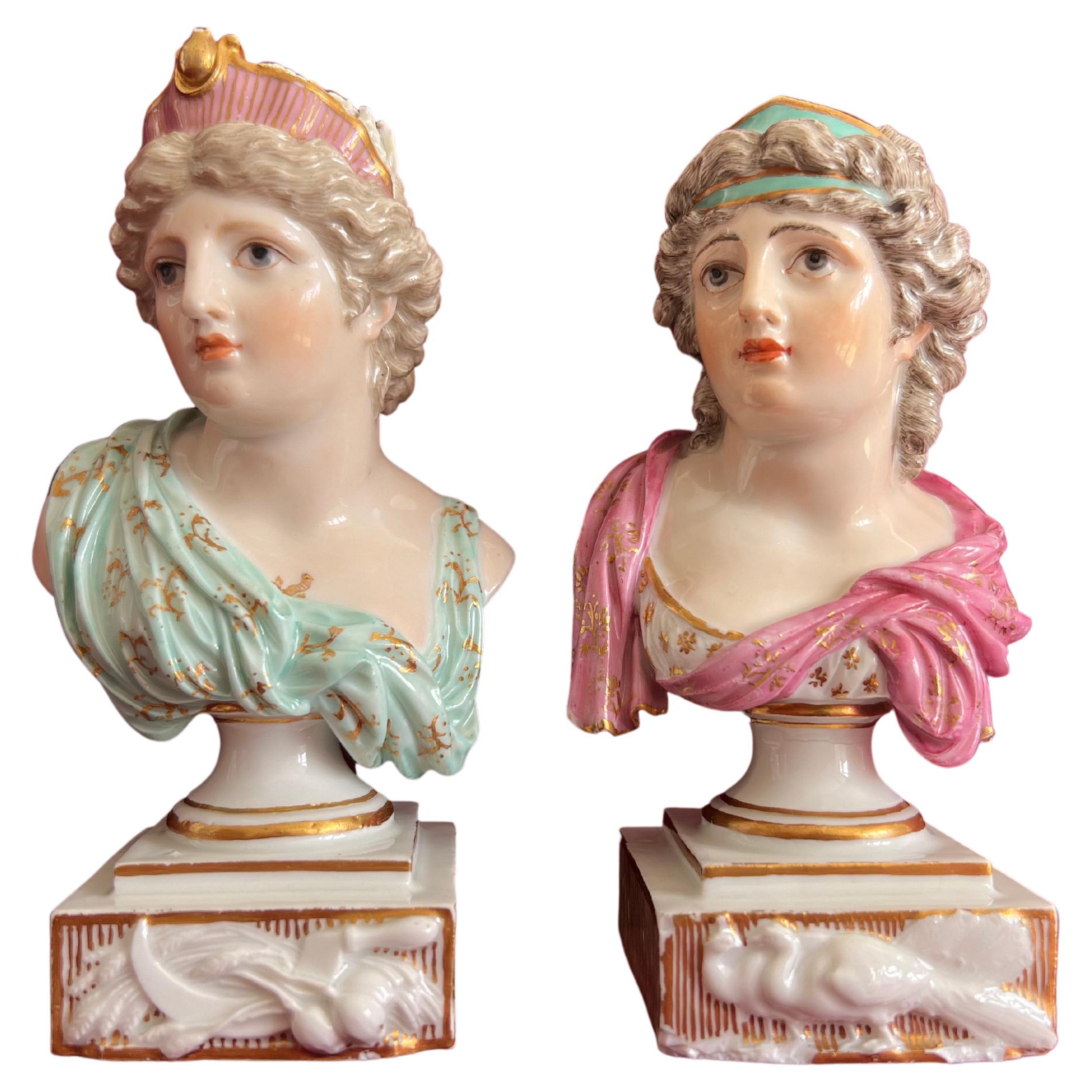 Pair of Meissen Porcelain Busts of Ceres & Juno, circa 1800