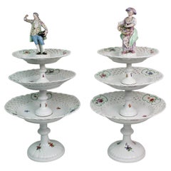 Un par de centros de mesa de Meissen Porcelain