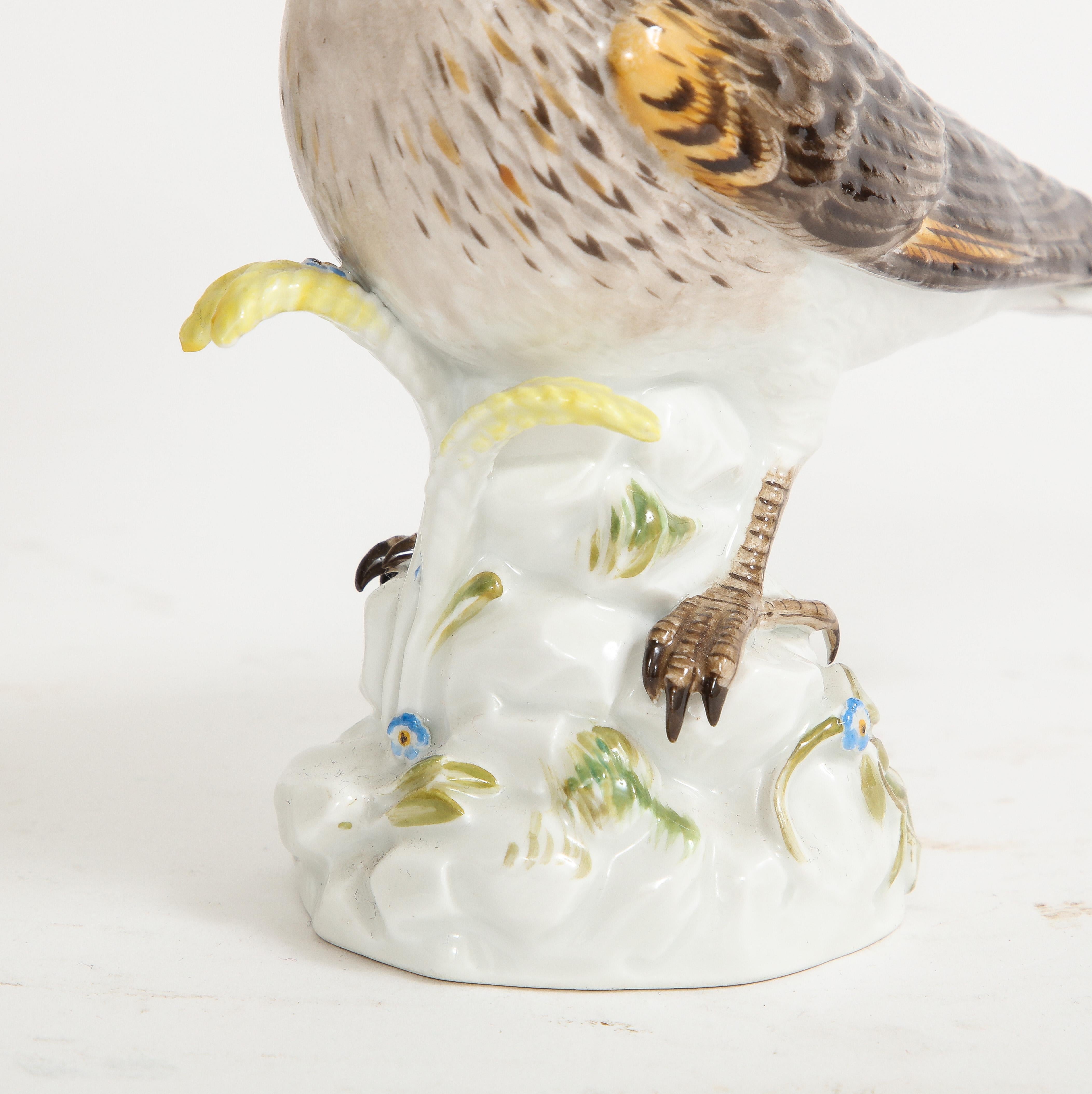 Pair of Meissen Porcelain Models of Brown Fieldfare Birds In Good Condition For Sale In New York, NY