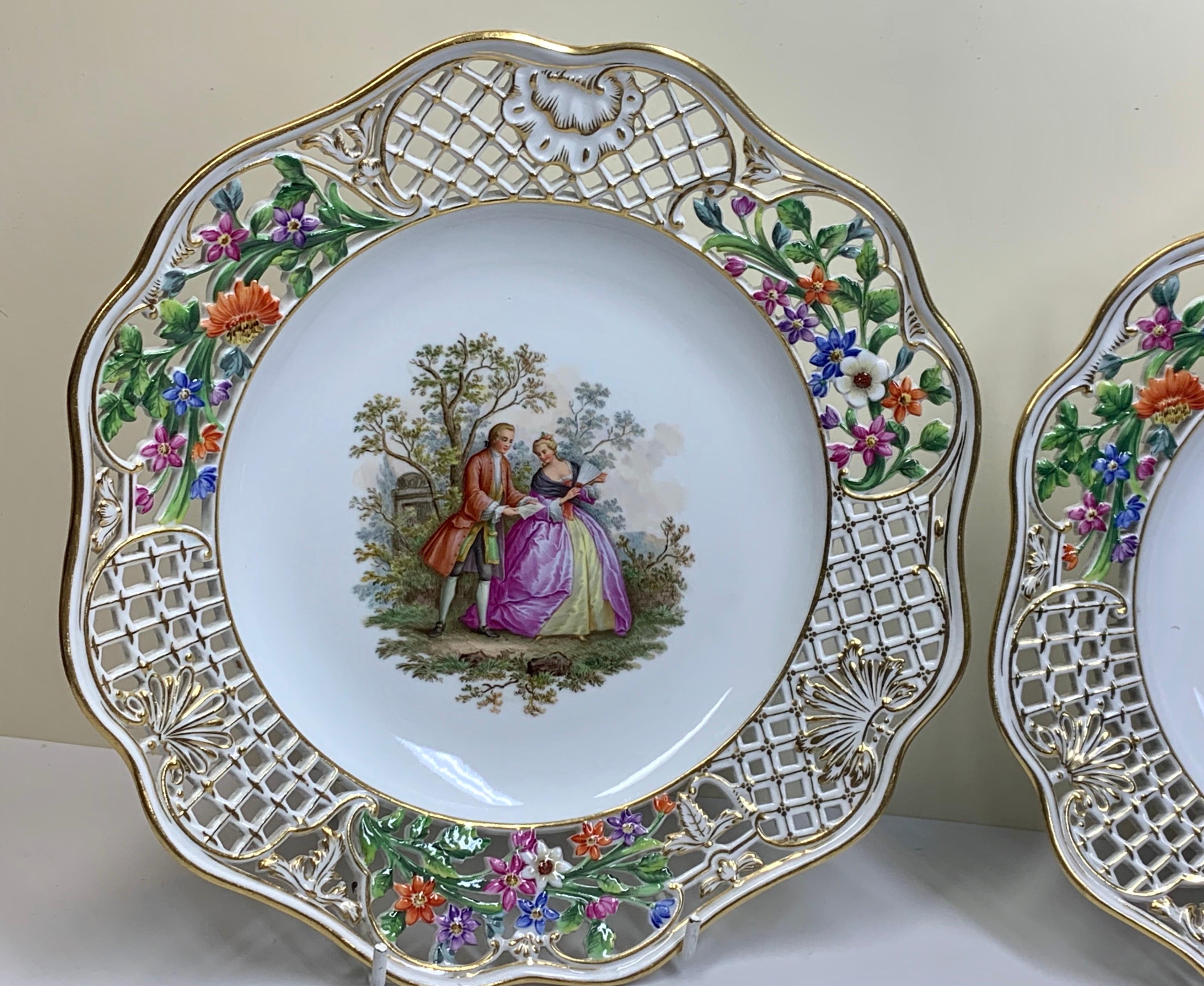 Pair of Meissen Reticulated Plates 4
