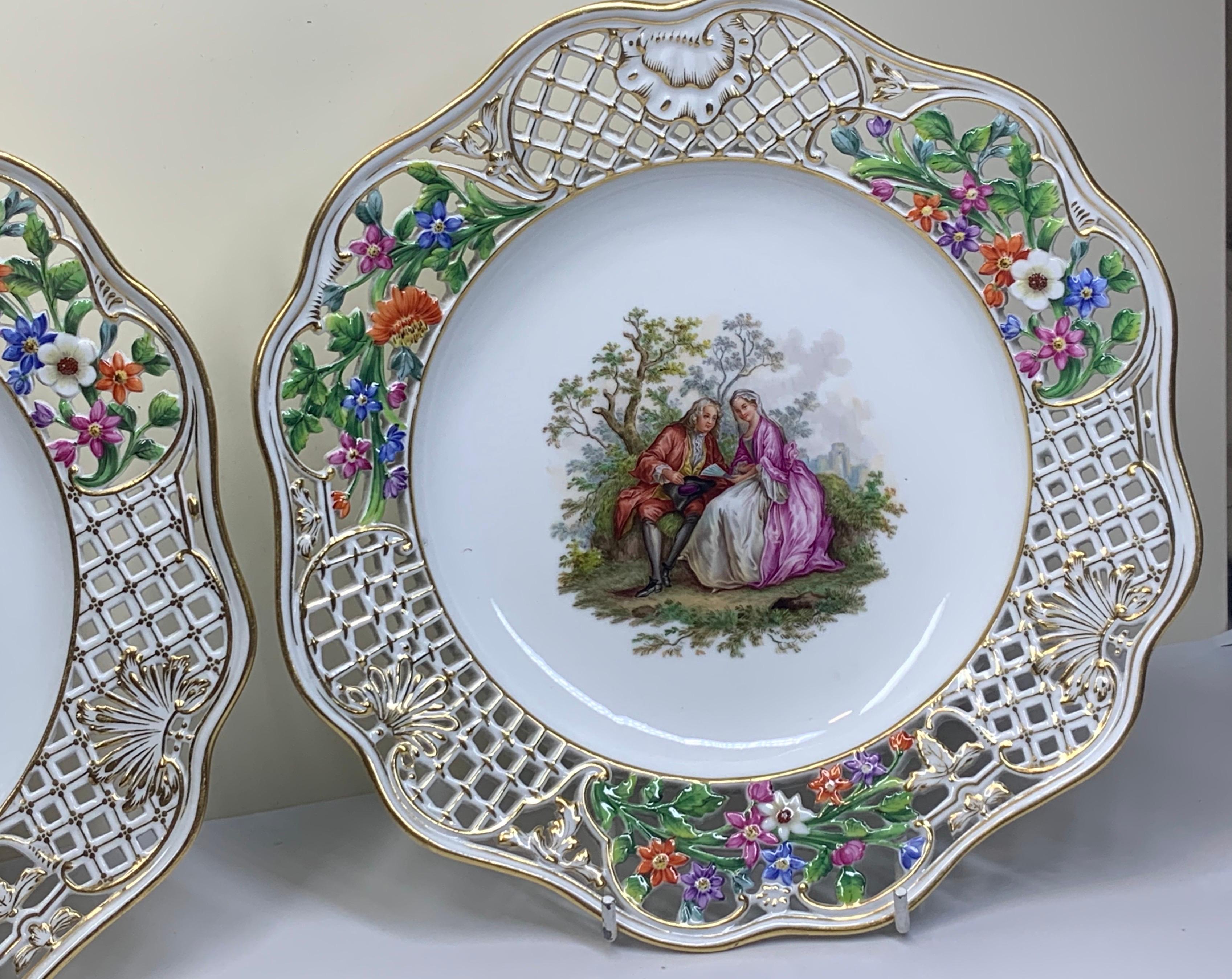 Pair of Meissen Reticulated Plates 5