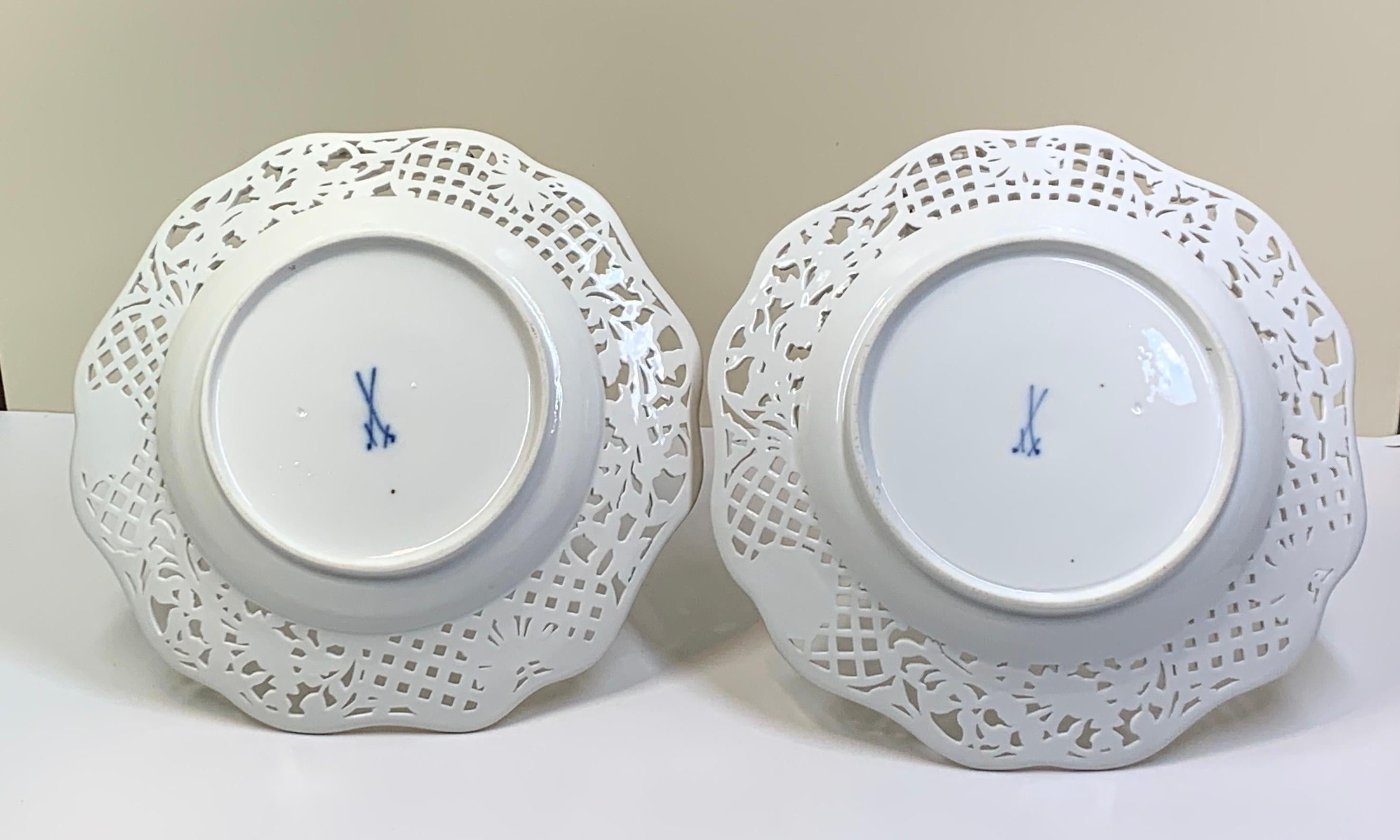 Pair of Meissen Reticulated Plates 7