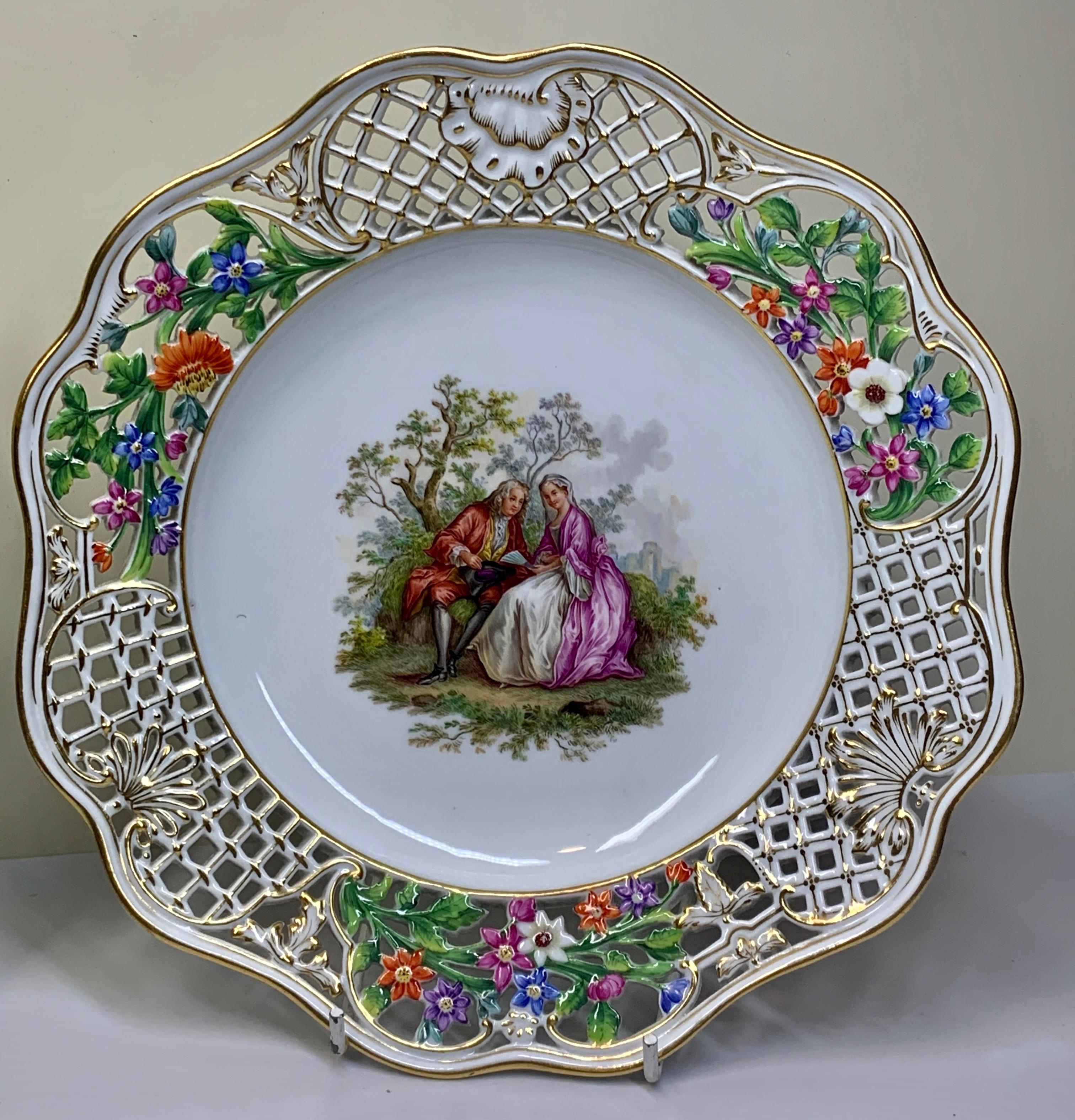 Pair of Meissen Reticulated Plates 8