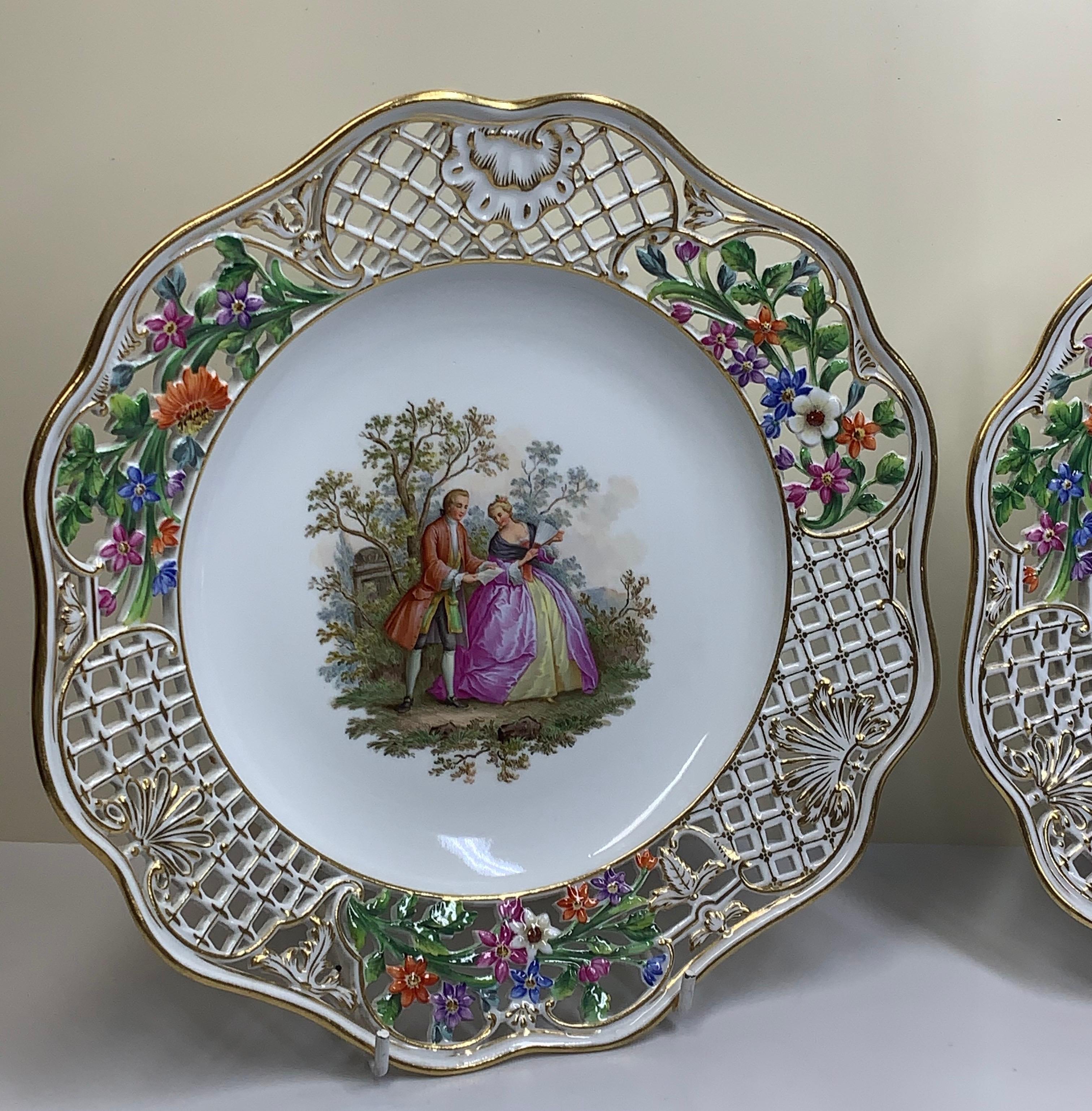 Pair of Meissen Reticulated Plates 9