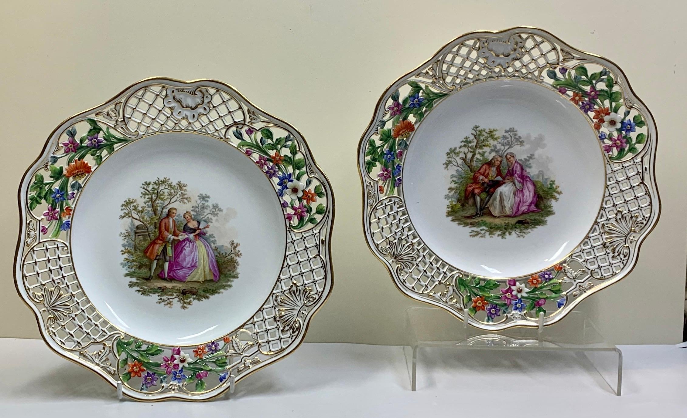Pair of Meissen Reticulated Plates 10