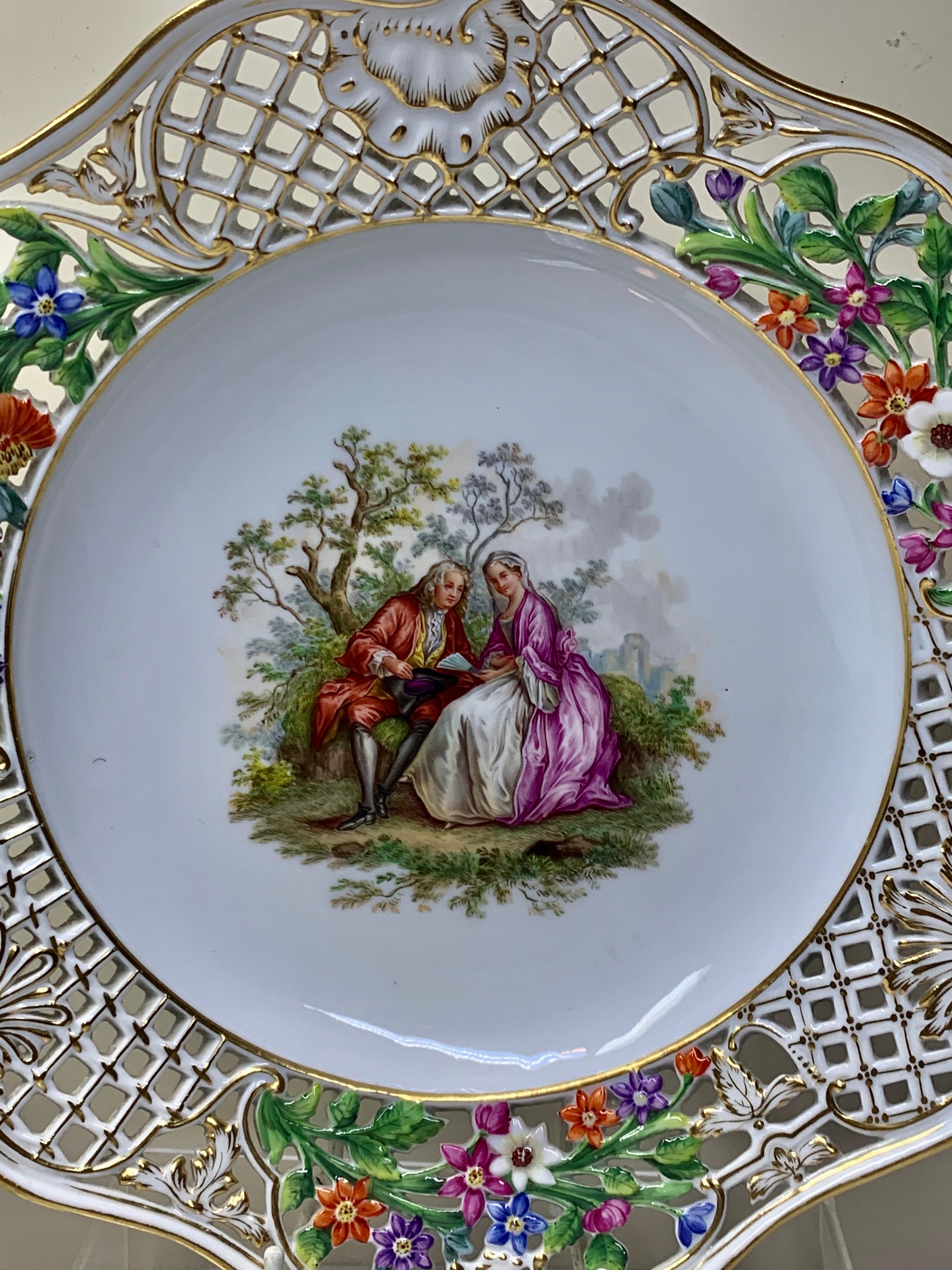 Pair of Meissen Reticulated Plates In Good Condition In London, GB