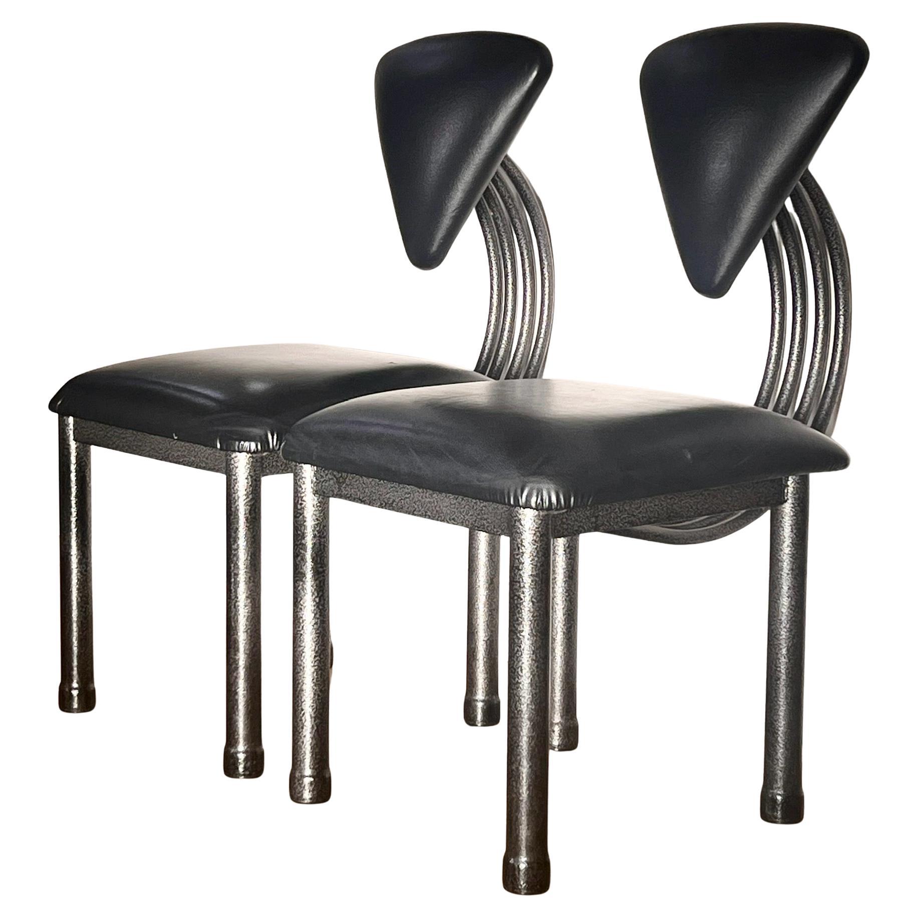 A pair of Memphis Modern style chairs, circa 1980