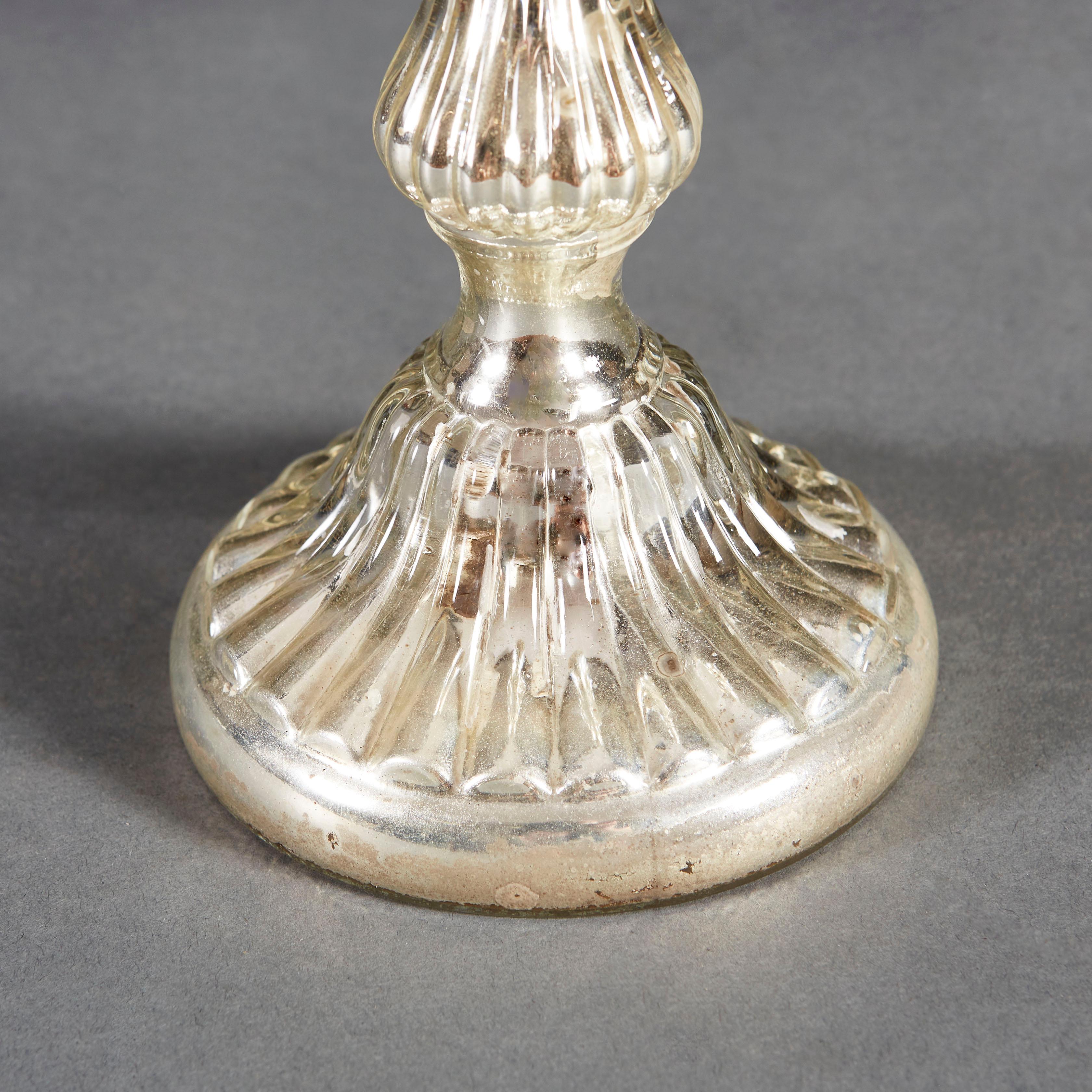 A Pair of Mercury Glass Candlestick Table Lamps In Good Condition In London, GB