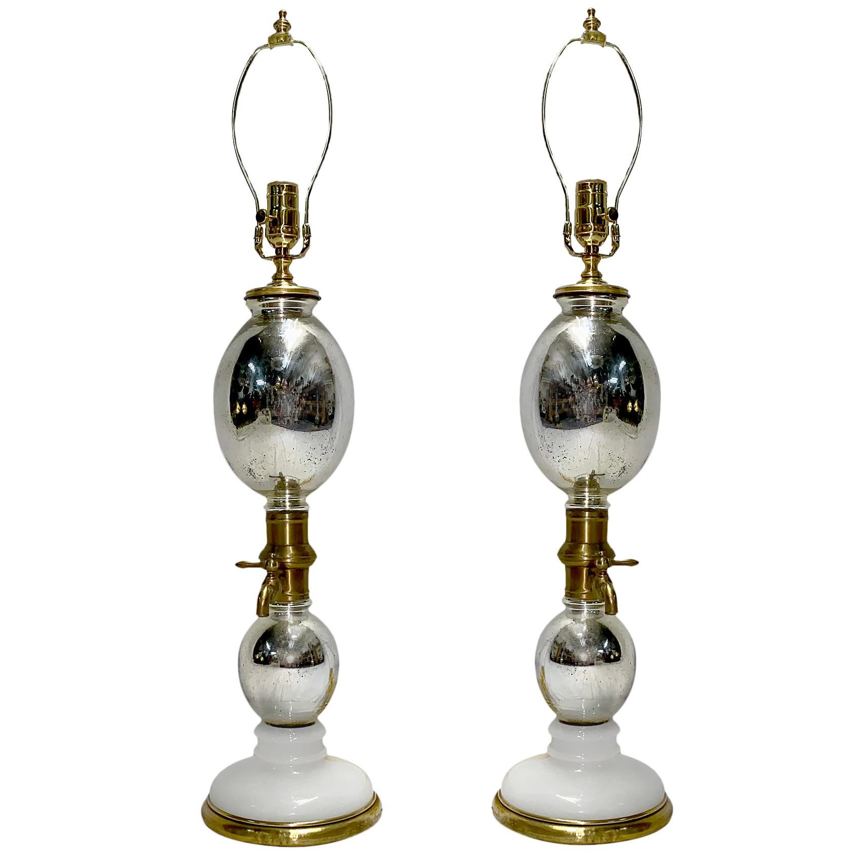 Pair of Mercury Glass Lamps For Sale 1