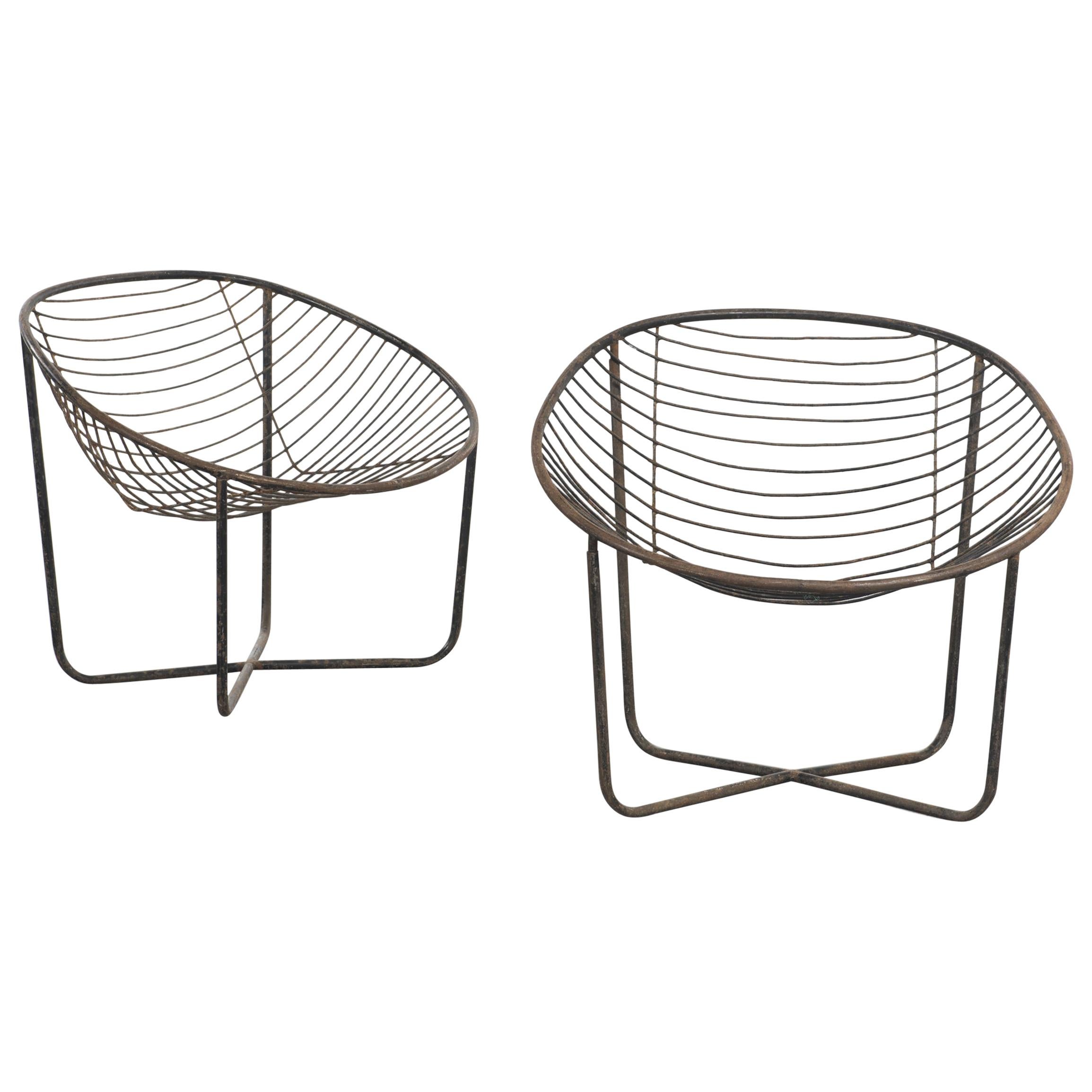 Pair of Metal Chairs by Jean-Louis Bonnant, circa 1956 For Sale