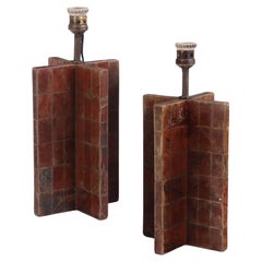 Pareja de lámparas de mesa recubiertas de mica.