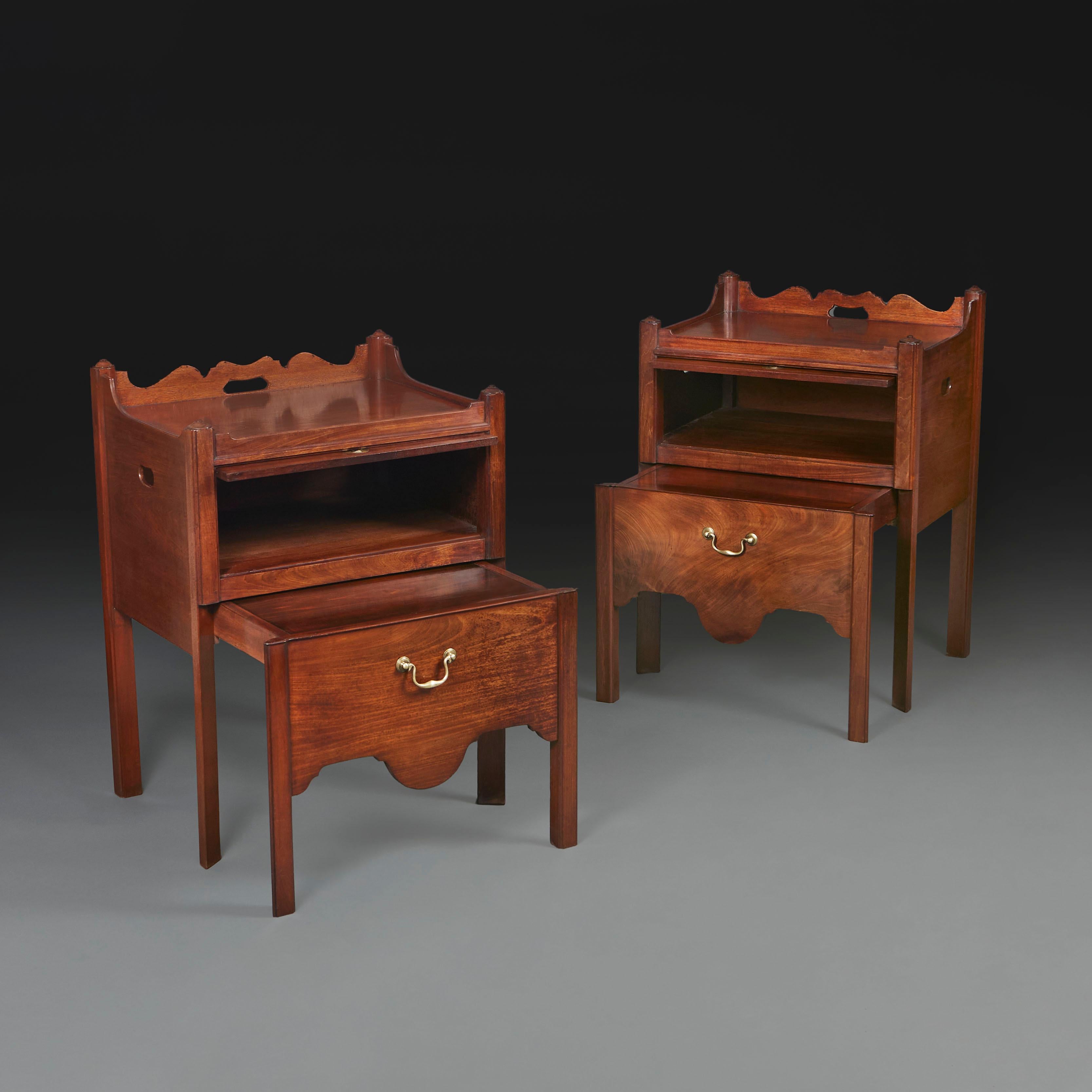 English A Pair of Mid 18th Century George III Bedside Tables 