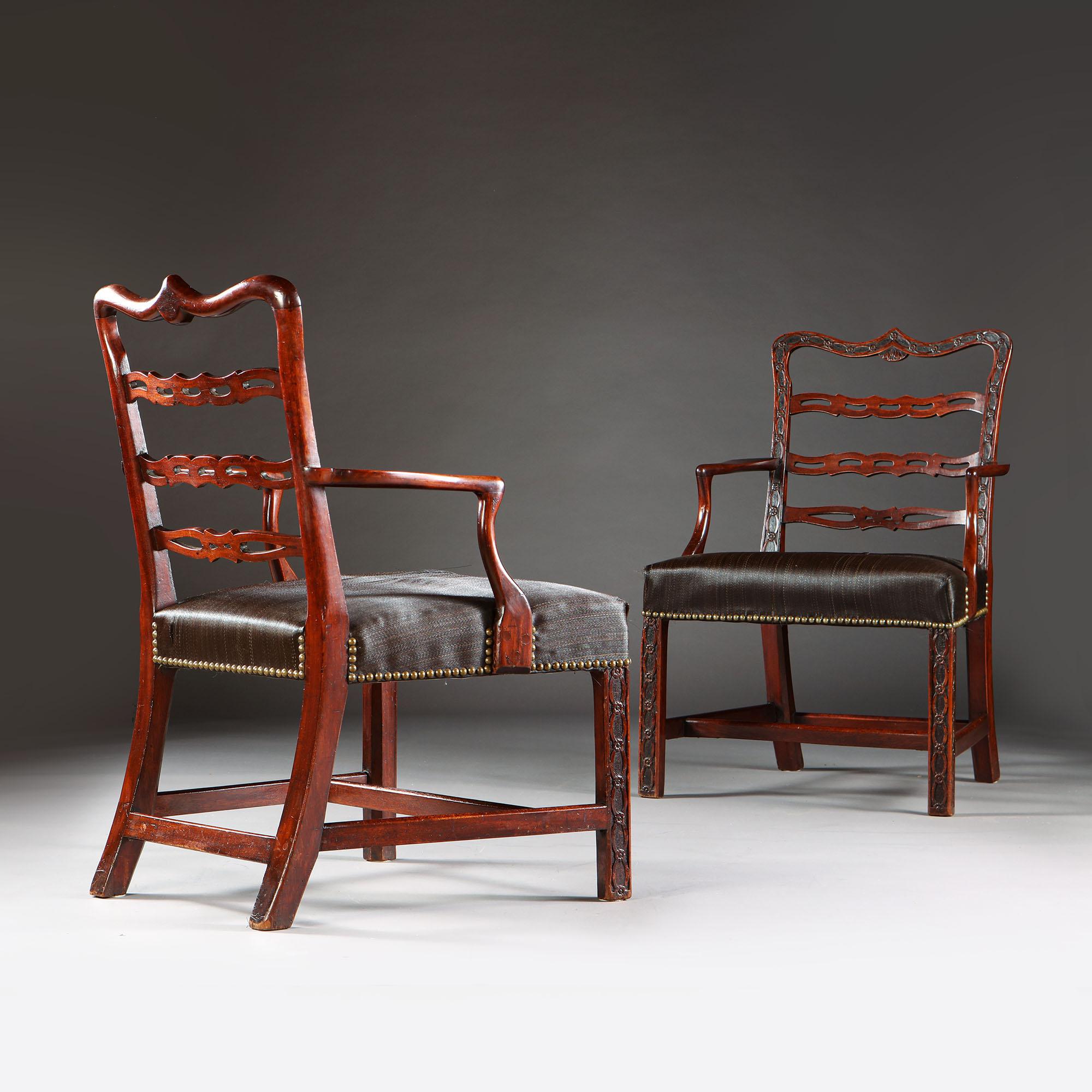 Northern Irish Pair of Mid 18th Century Irish Chippendale Chairs