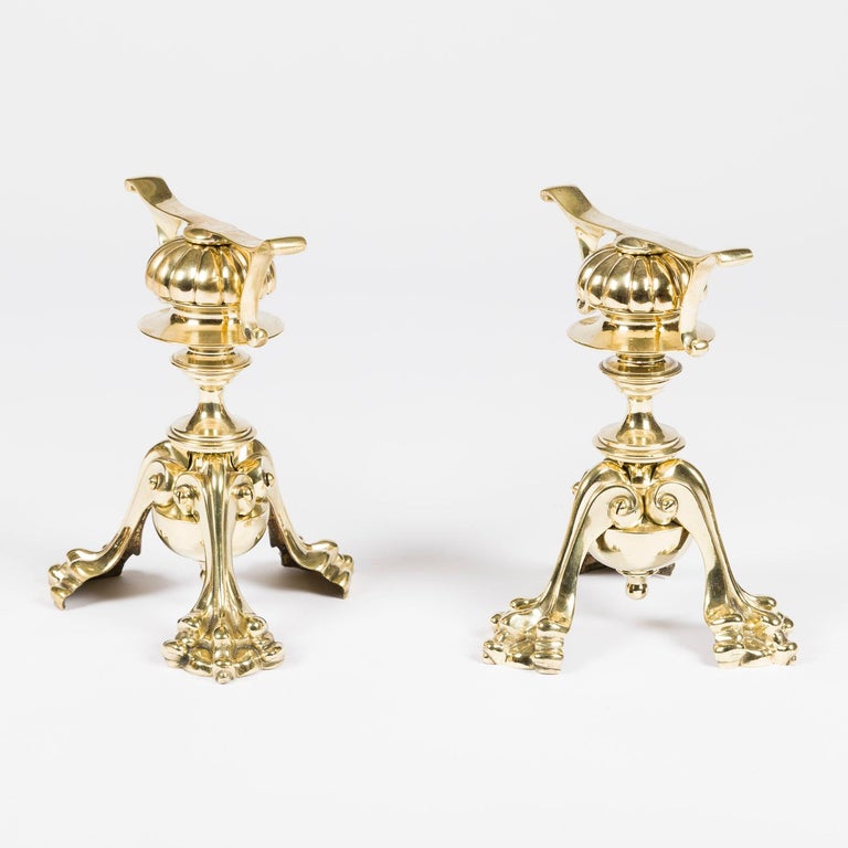 Pair of Mid 19th Century Brass Fireplace Tool Rests For Sale at 1stDibs