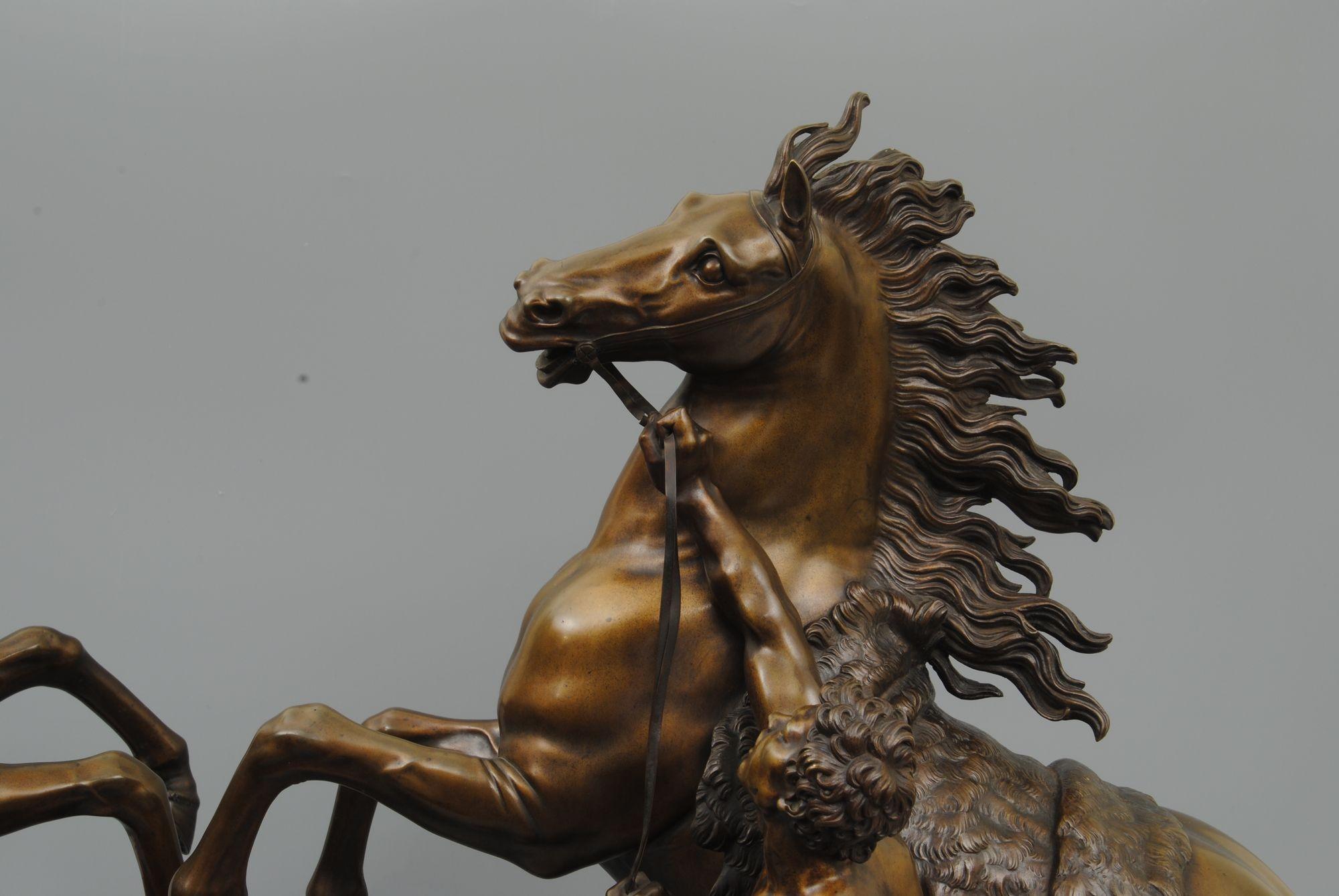 A Pair of Mid 19th Century Bronze Marley Horses In Good Condition For Sale In Lincolnshire, GB