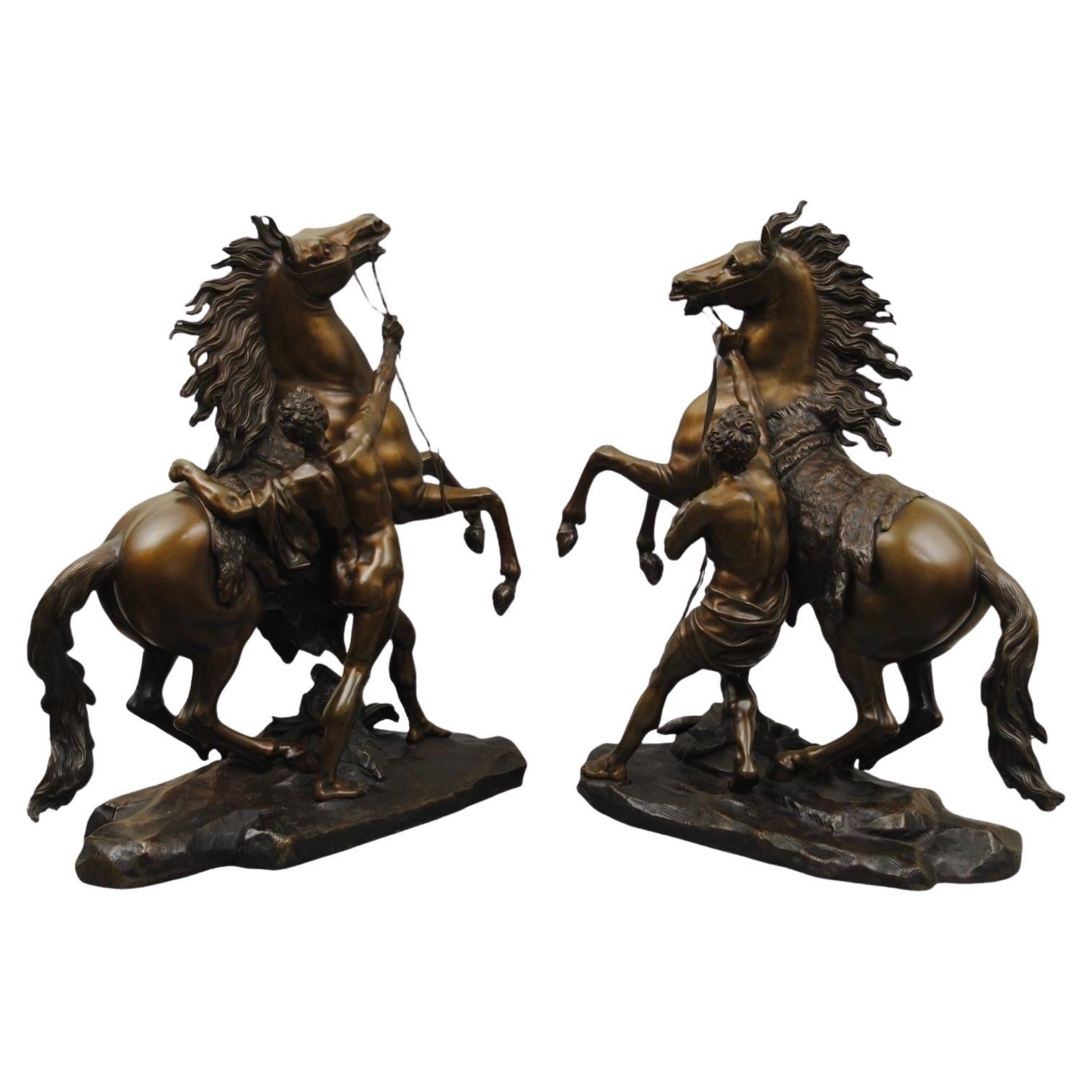 A Pair of Mid 19th Century Bronze Marley Horses For Sale