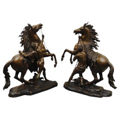 A Pair of Mid 19th Century Bronze Marley Horses